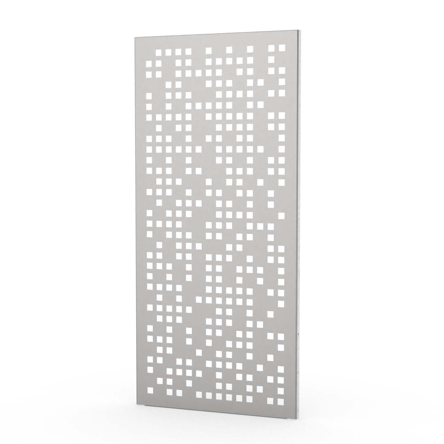 Sichtschutzwand aus Edelstahl, Motiv Quadrate 5X, 820 x 1800 x 2 mm, 50 mm gekantet