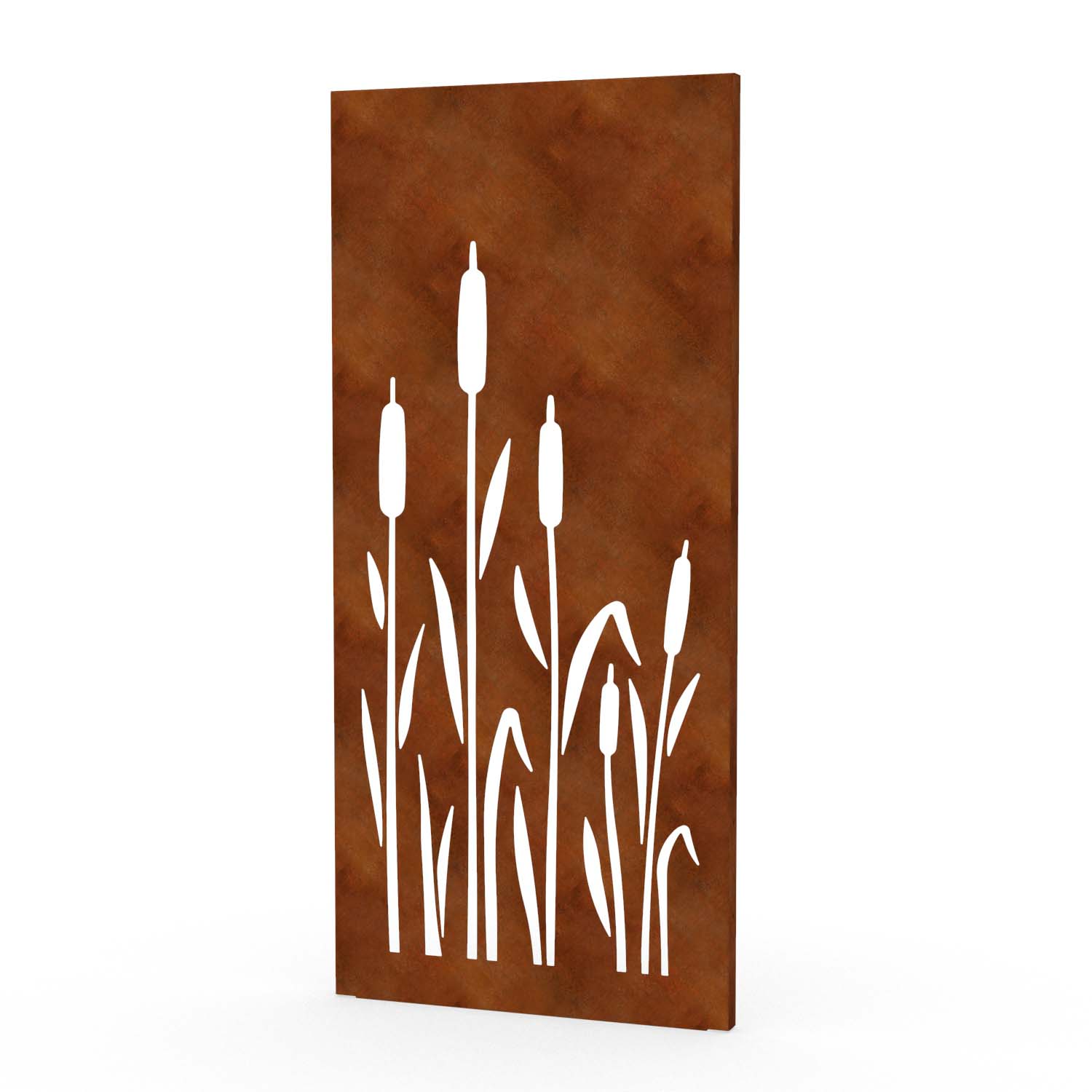 Sichtschutzwand aus Cortenstahl, Motiv Schilf III, 820 x 1800 x 2 mm, 50 mm gekantet