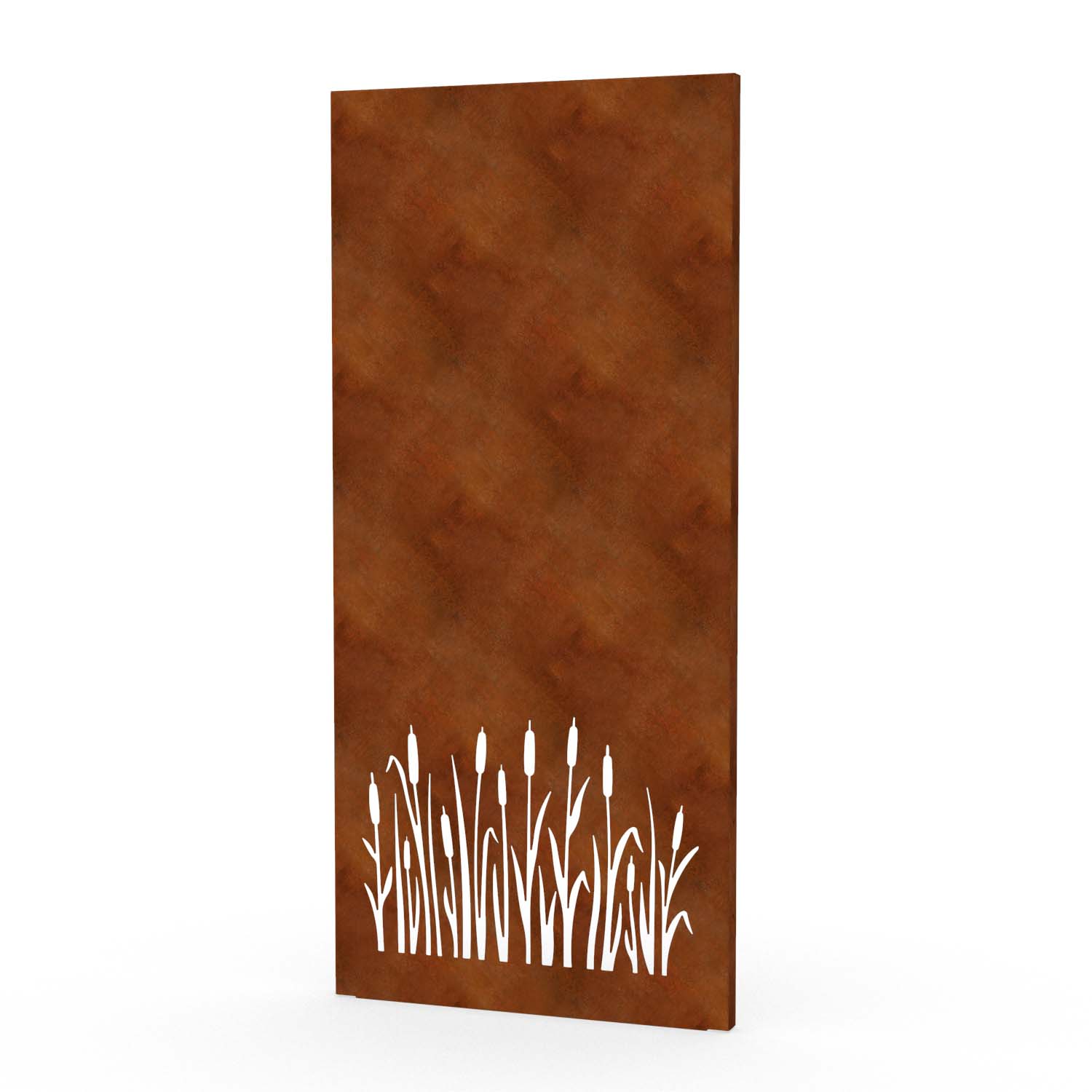 Sichtschutzwand aus Cortenstahl, Motiv Schilf IV, 820 x 1800 x 2 mm, 50 mm gekantet