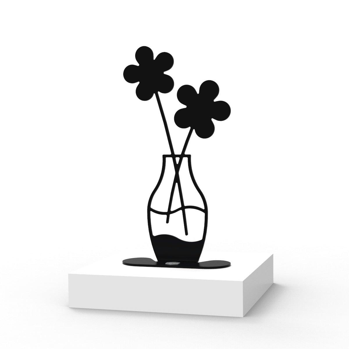 Dekorationsfigur Blumenvase aus Metall, 20 cm, schwarz