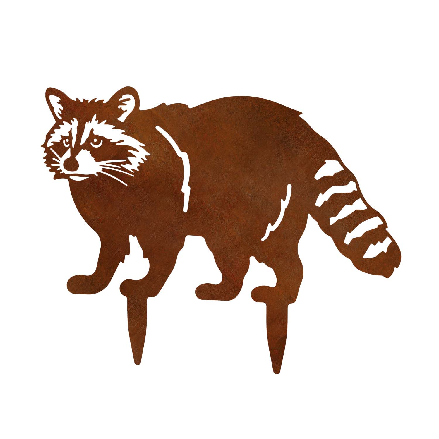 Gartenstecker Waschbär aus Cortenstahl, Höhe 40 cm