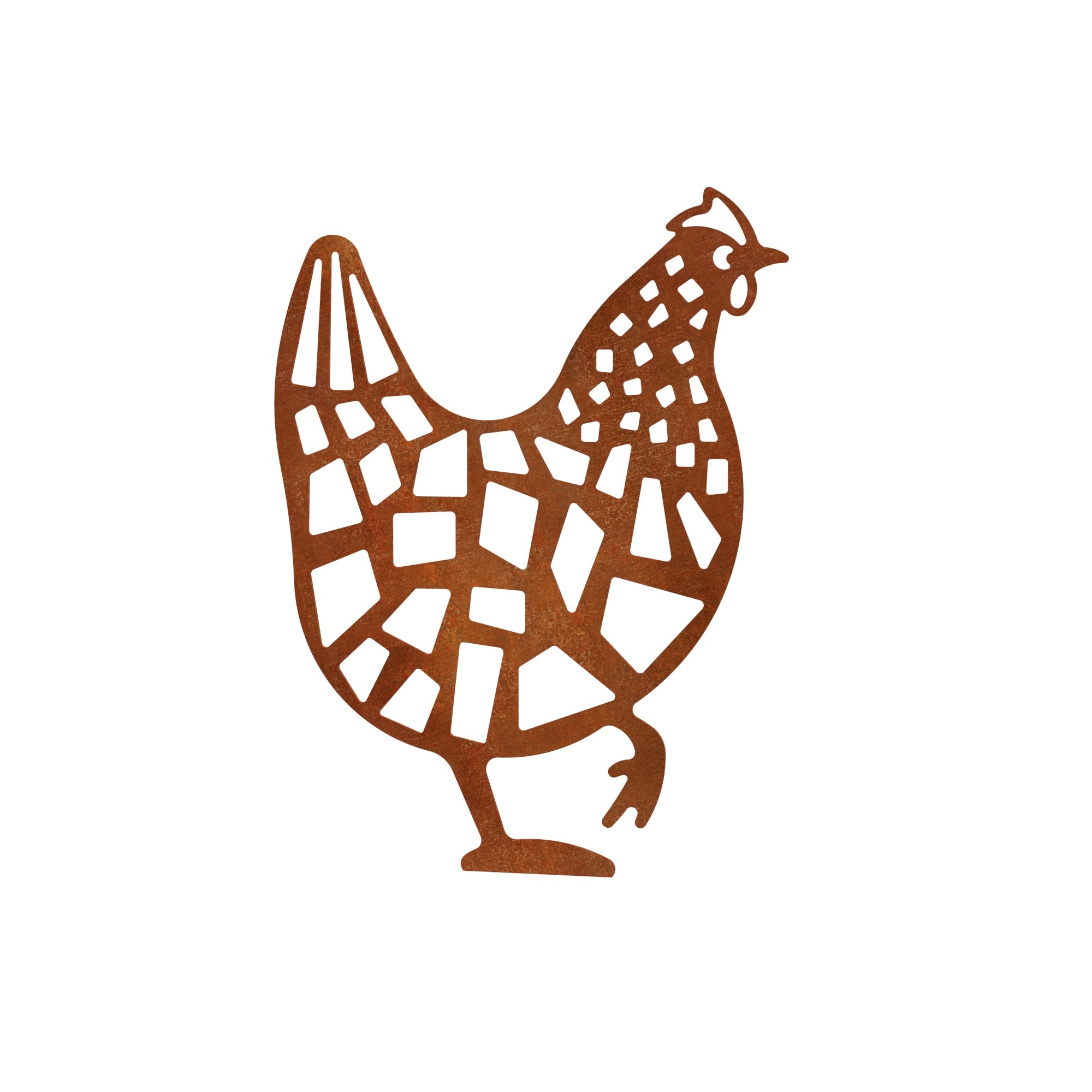 Gartendeko Huhn aus Stahl steckbar