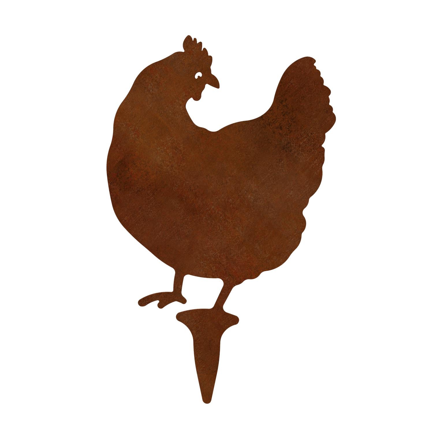 Gartenfigur Huhn aus Cortenstahl, Höhe 32,5 cm, steckbar