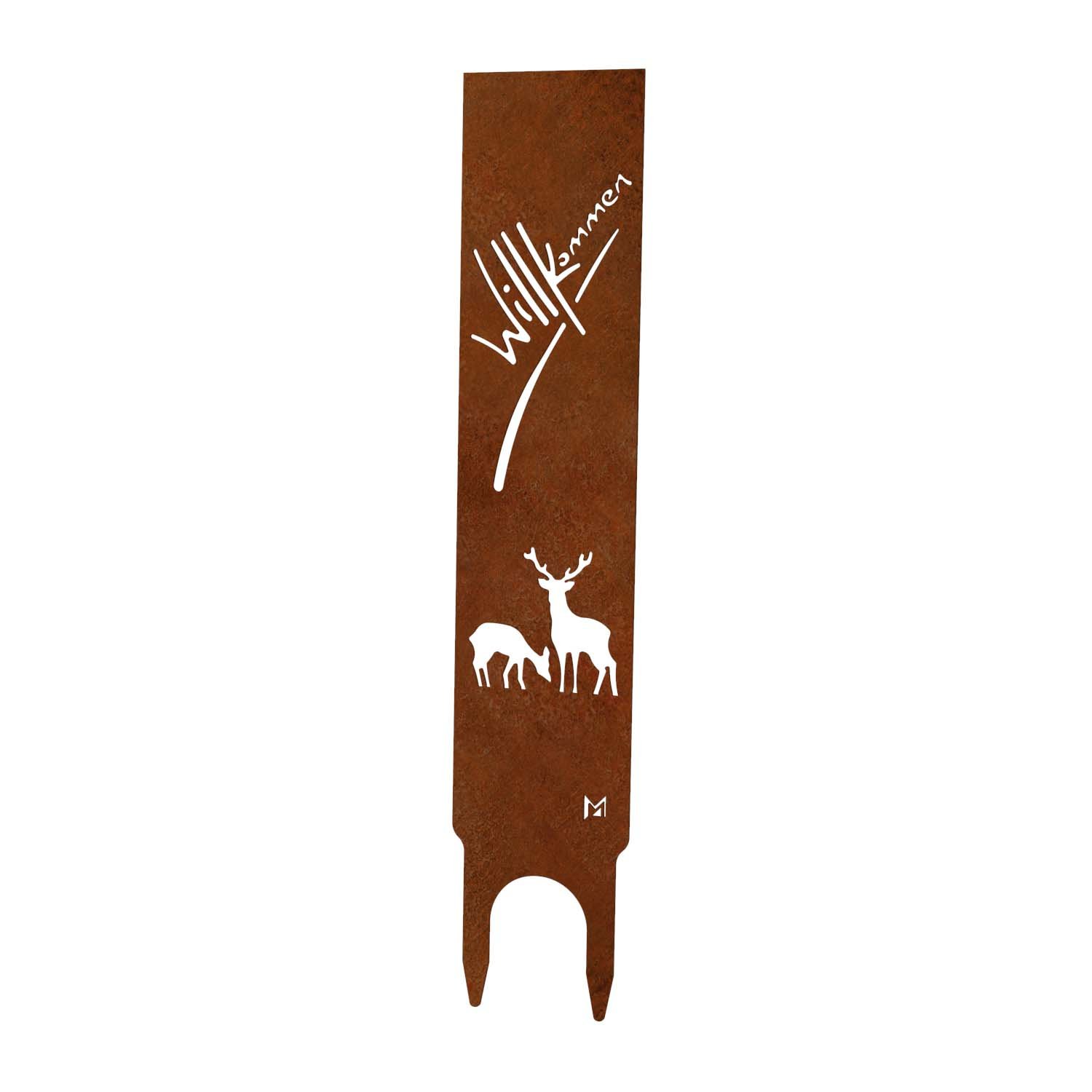 Beetstecker WILLKOMMEN aus Cortenstahl, Höhe 50 cm