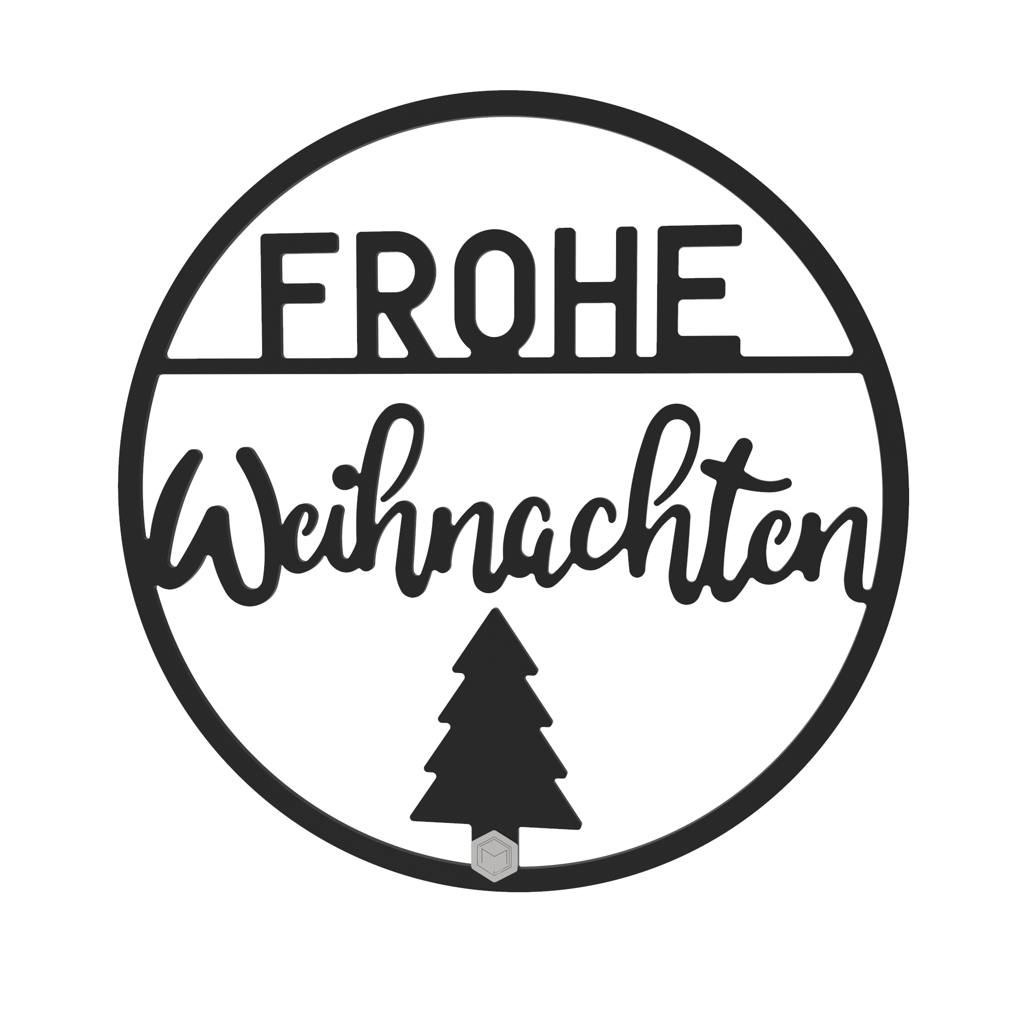 Weihnachtsaufhänger Frohe Weihnachten, pulverbeschichteter Stahl, 20 cm