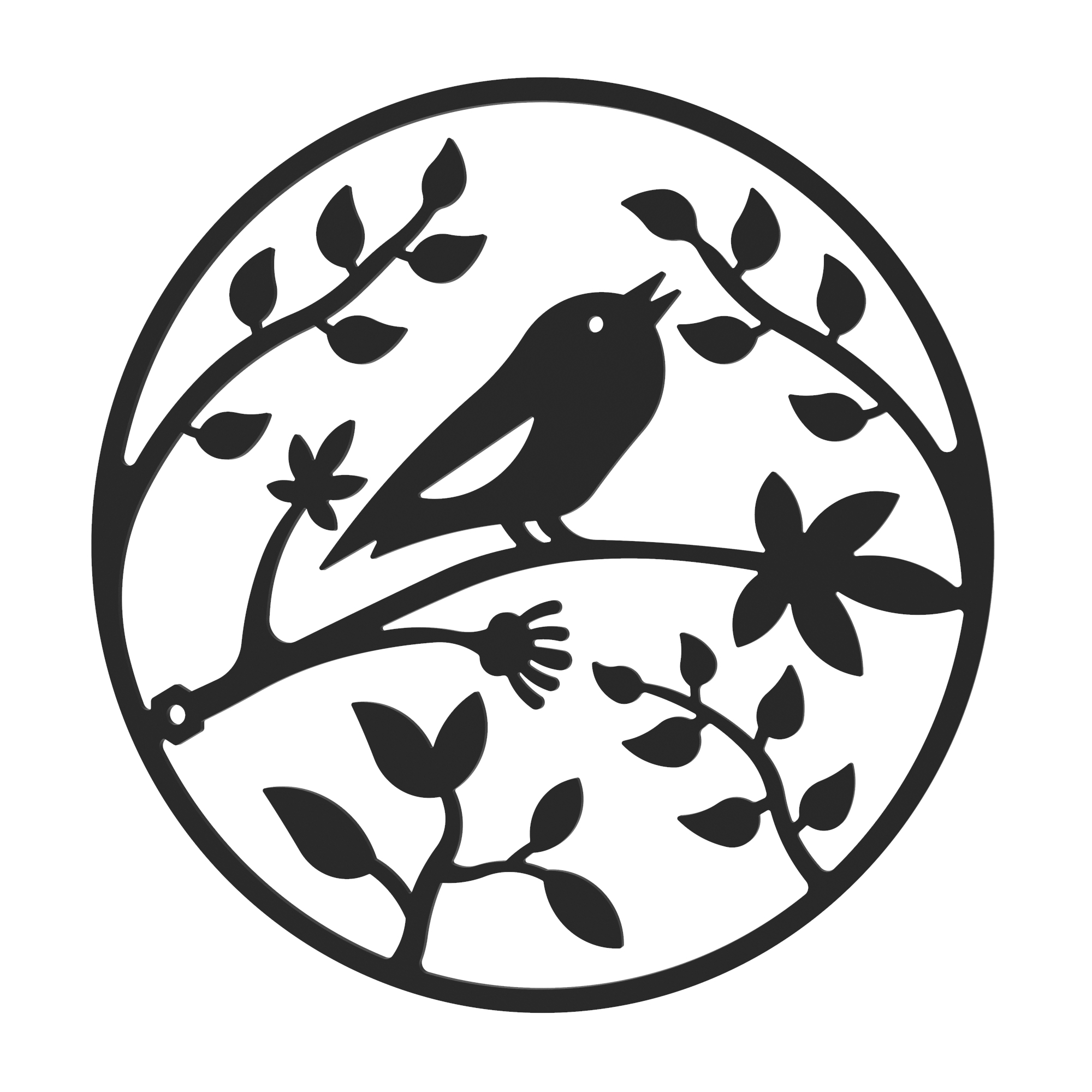 Dekorationskranz BIRDS aus Metall, schwarz, Motiv Frühling