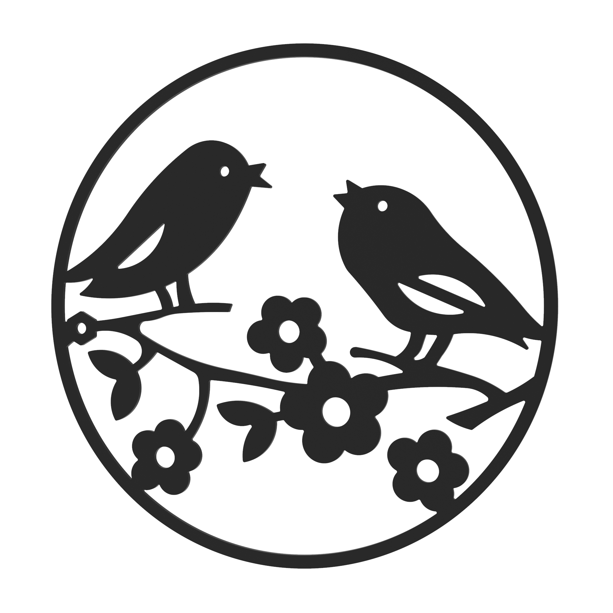 Dekorationskranz BIRDS aus Metall, schwarz, Motiv Sommer