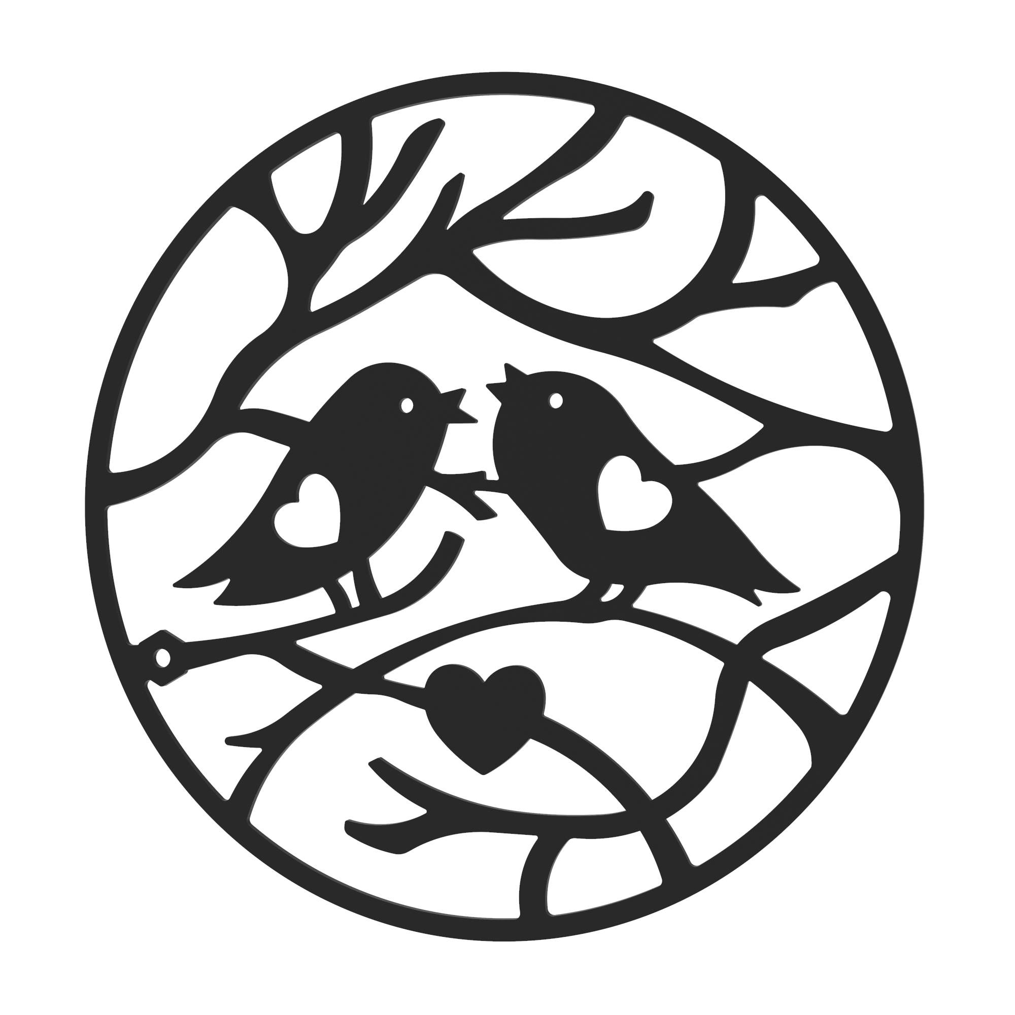 Dekorationskranz BIRDS aus Metall, schwarz, Motiv Winter