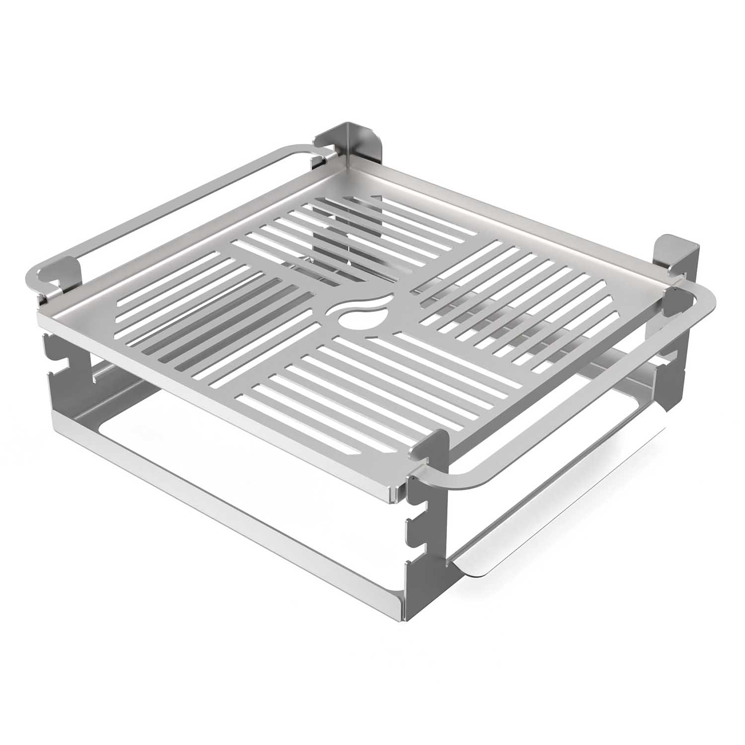 Höhenverstellbarer Grillaufsatz für Feuerkorb, 2 mm Edelstahl V4A, mit Handgriffen, 3-fach verstellbar