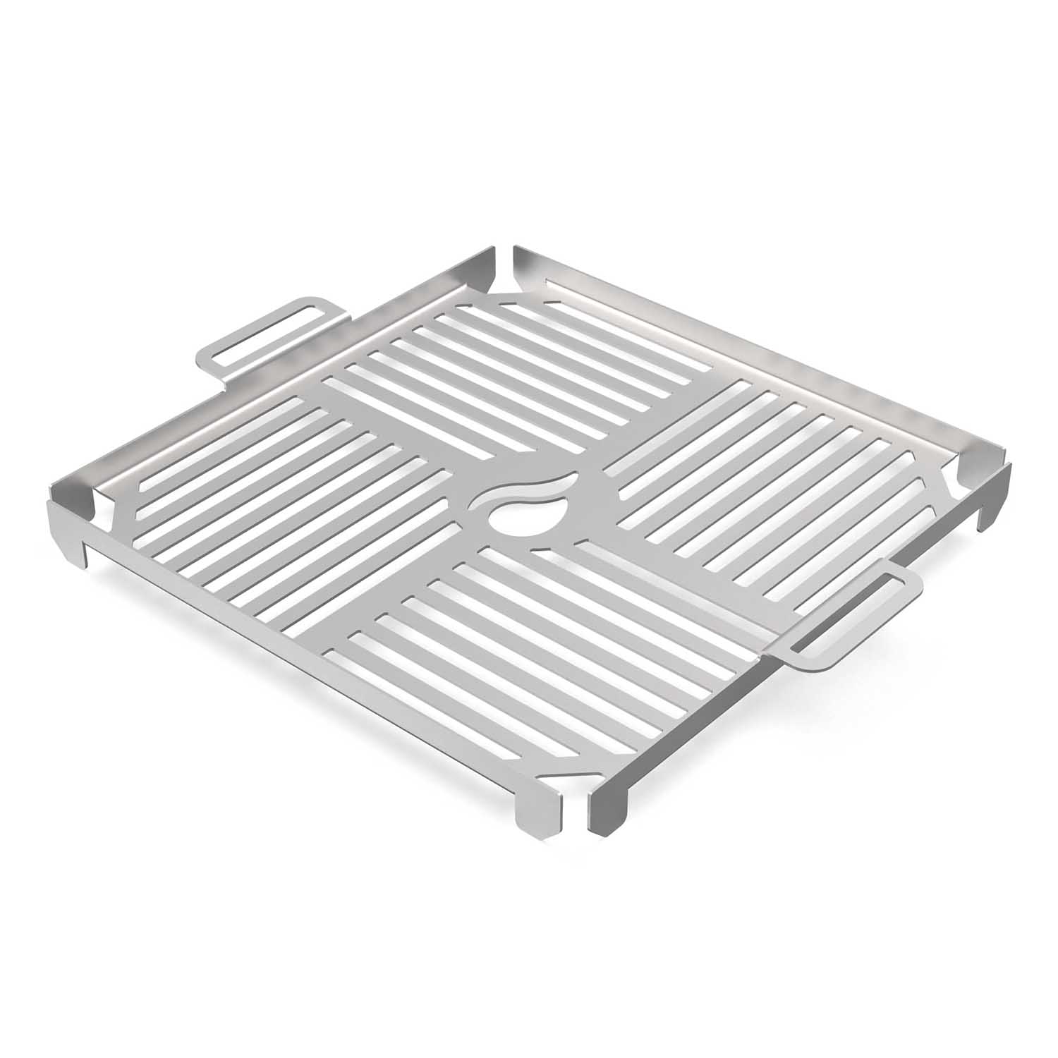 Grillplatte für Feuerkorb, 2 mm Edelstahl V4A, mit Handgriffen