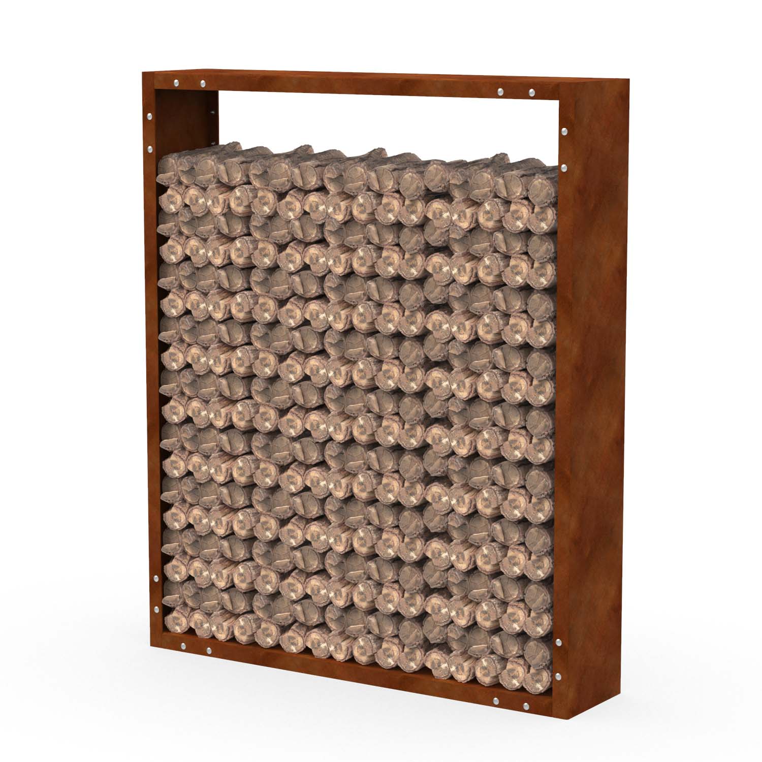 Brennholzregal aus Cortenstahl, 1500 x 330 x 1800 mm