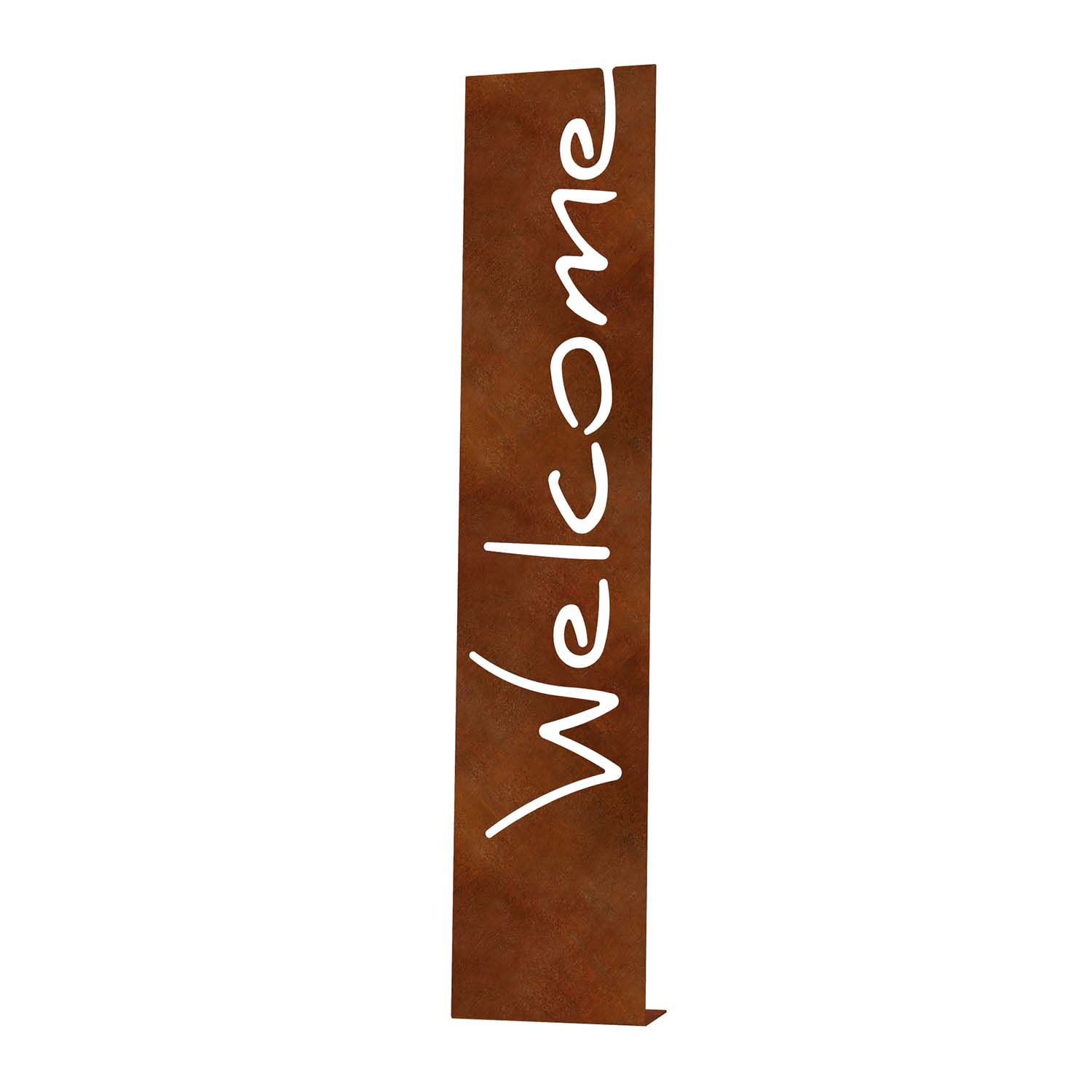 Stele WELCOME aus Cortenstahl