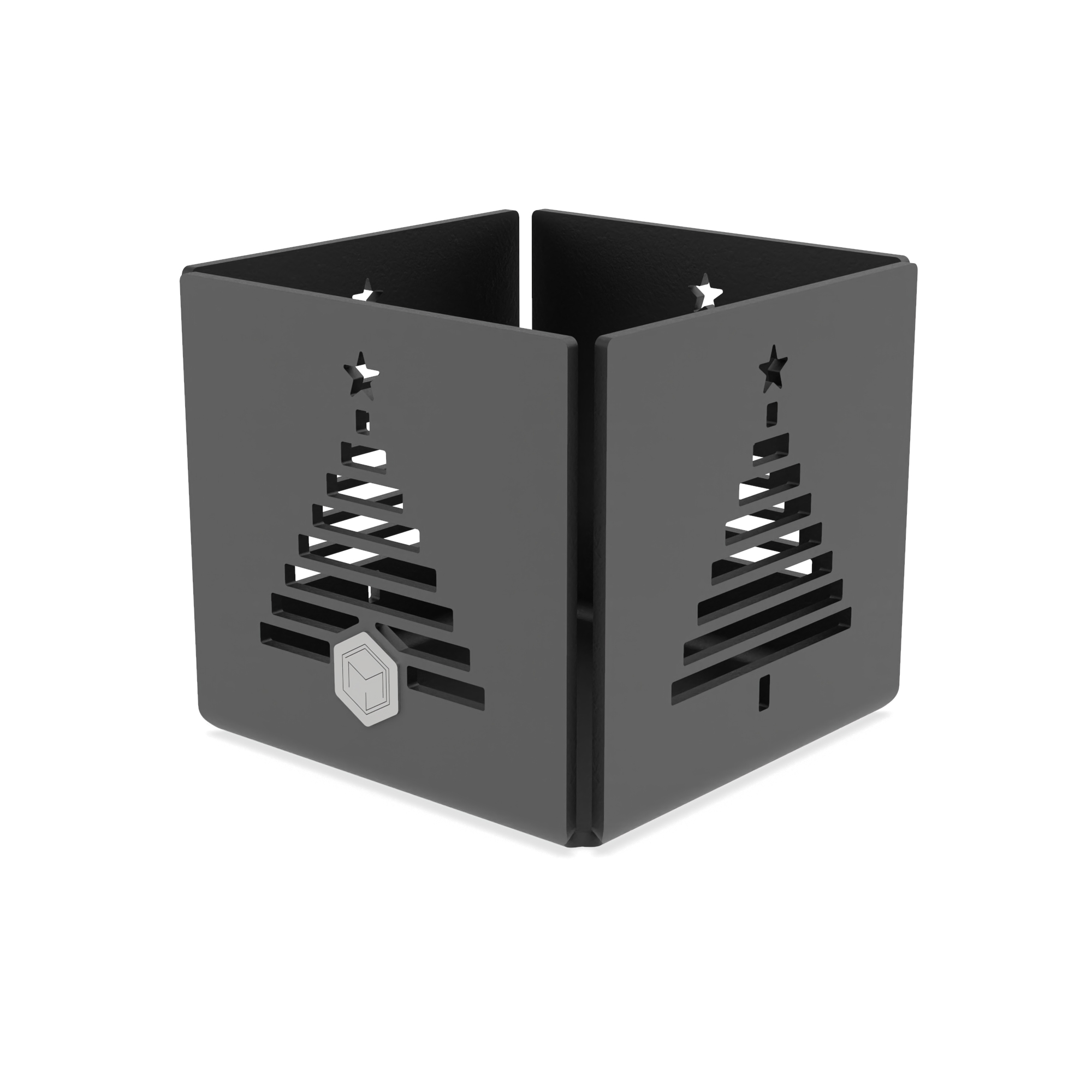 Teelichtwürfel Tannenbaum, schwarz