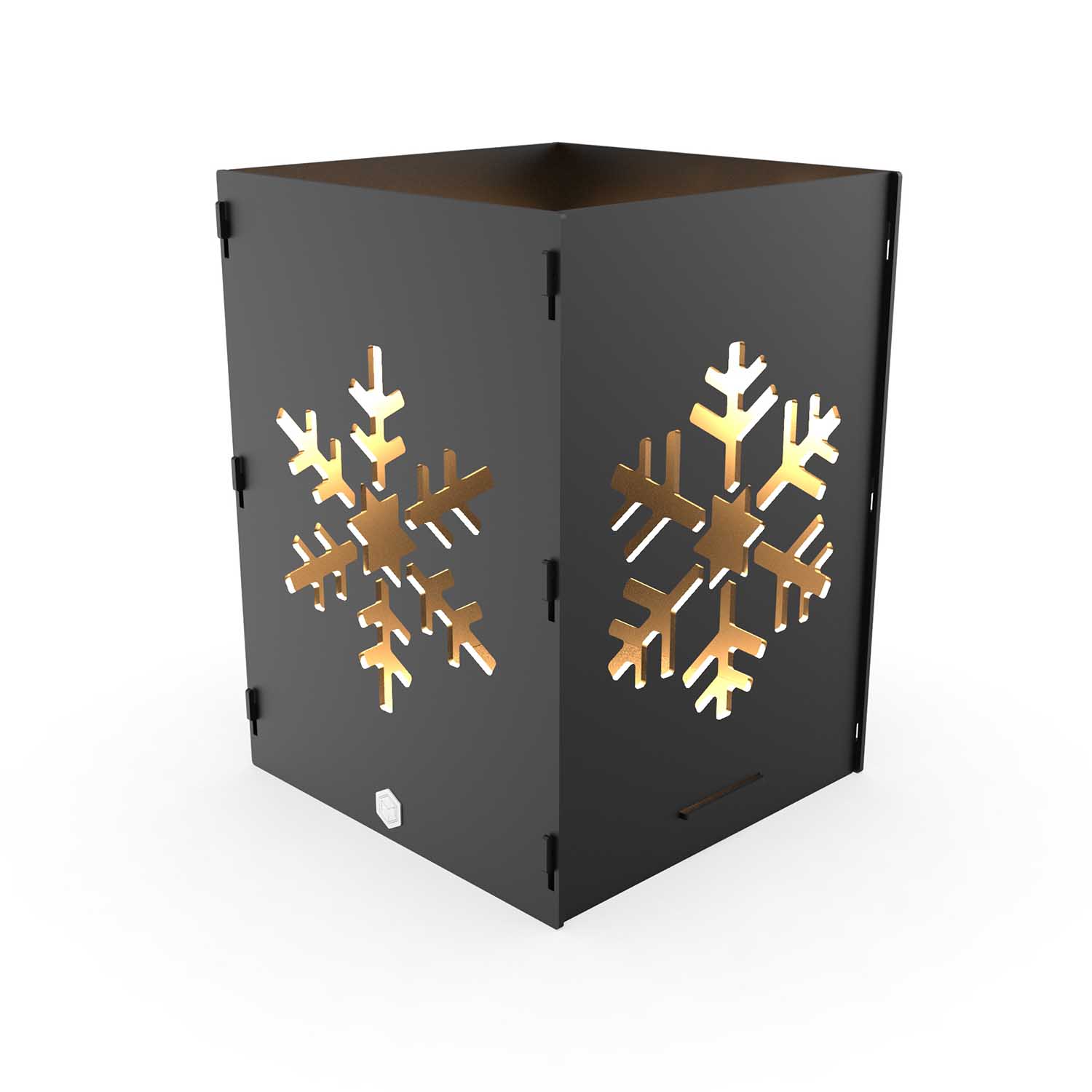 Windlicht Schneeflocke aus Stahl, schwarz pulverbeschichtet, 15 x 15 x 20 cm