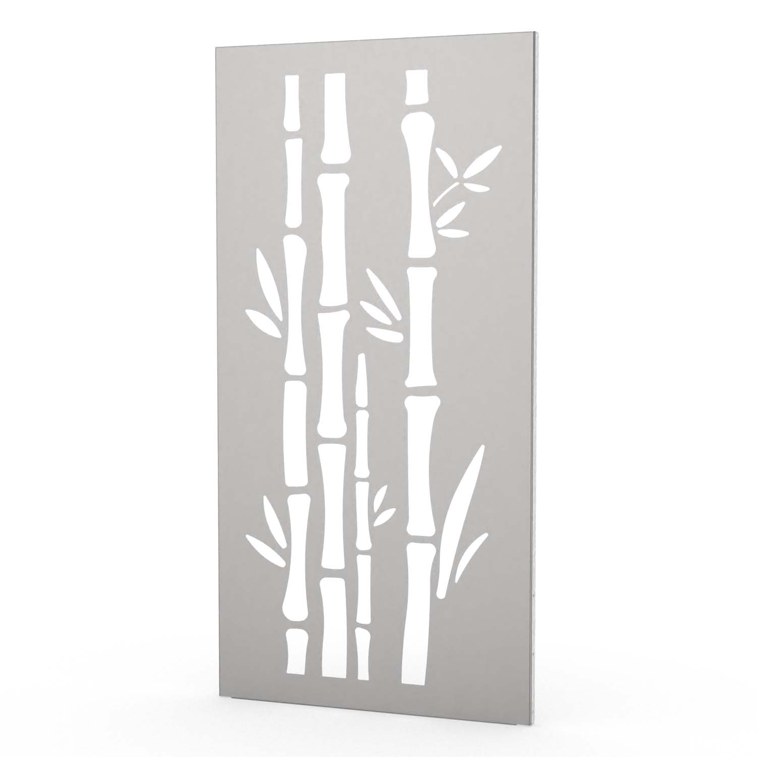 Sichtschutzwand aus Edelstahl, Motiv Bambus II, 1050 x 2100 x 2 mm, 50 mm gekantet