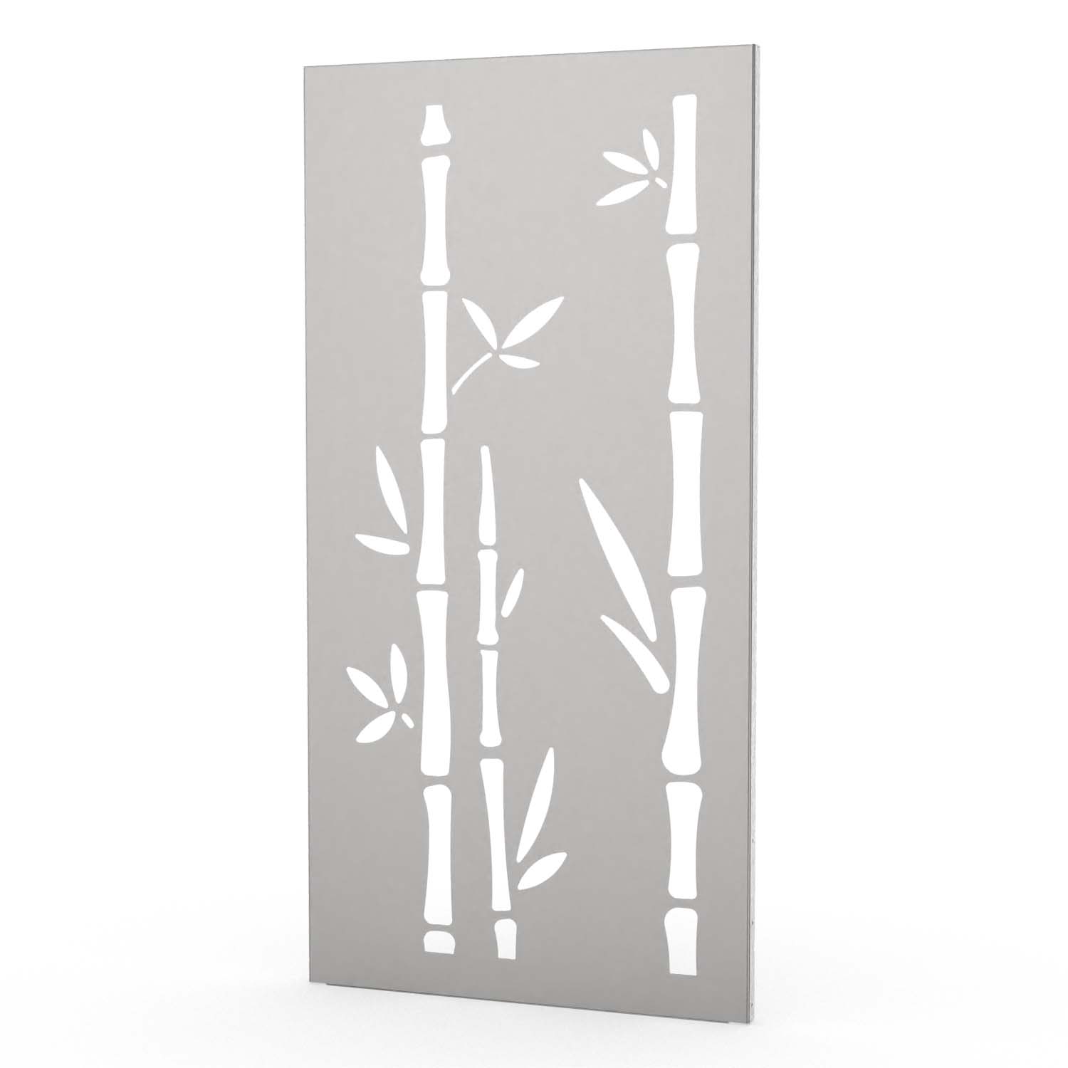 Sichtschutzwand aus Edelstahl, Motiv Bambus III, 1050 x 2100 x 2 mm, 50 mm gekantet