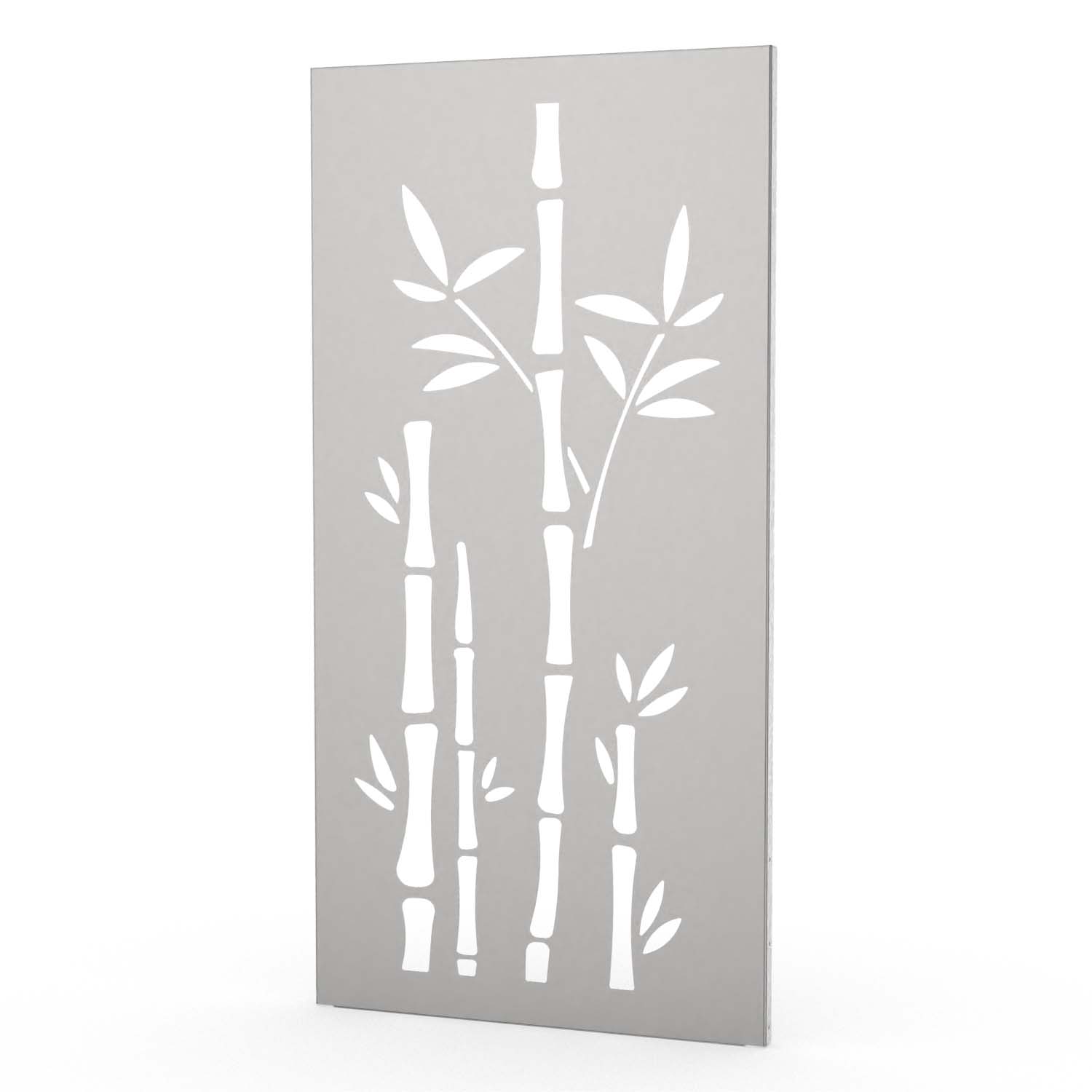 Sichtschutzwand aus Edelstahl, Motiv Bambus V, 1050 x 2100 x 2 mm, 50 mm gekantet