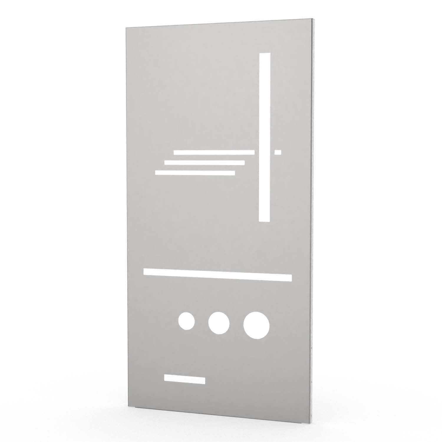 Sichtschutzwand aus Edelstahl, Motiv Bauhaus I, 1050 x 2100 x 2 mm, 50 mm gekantet