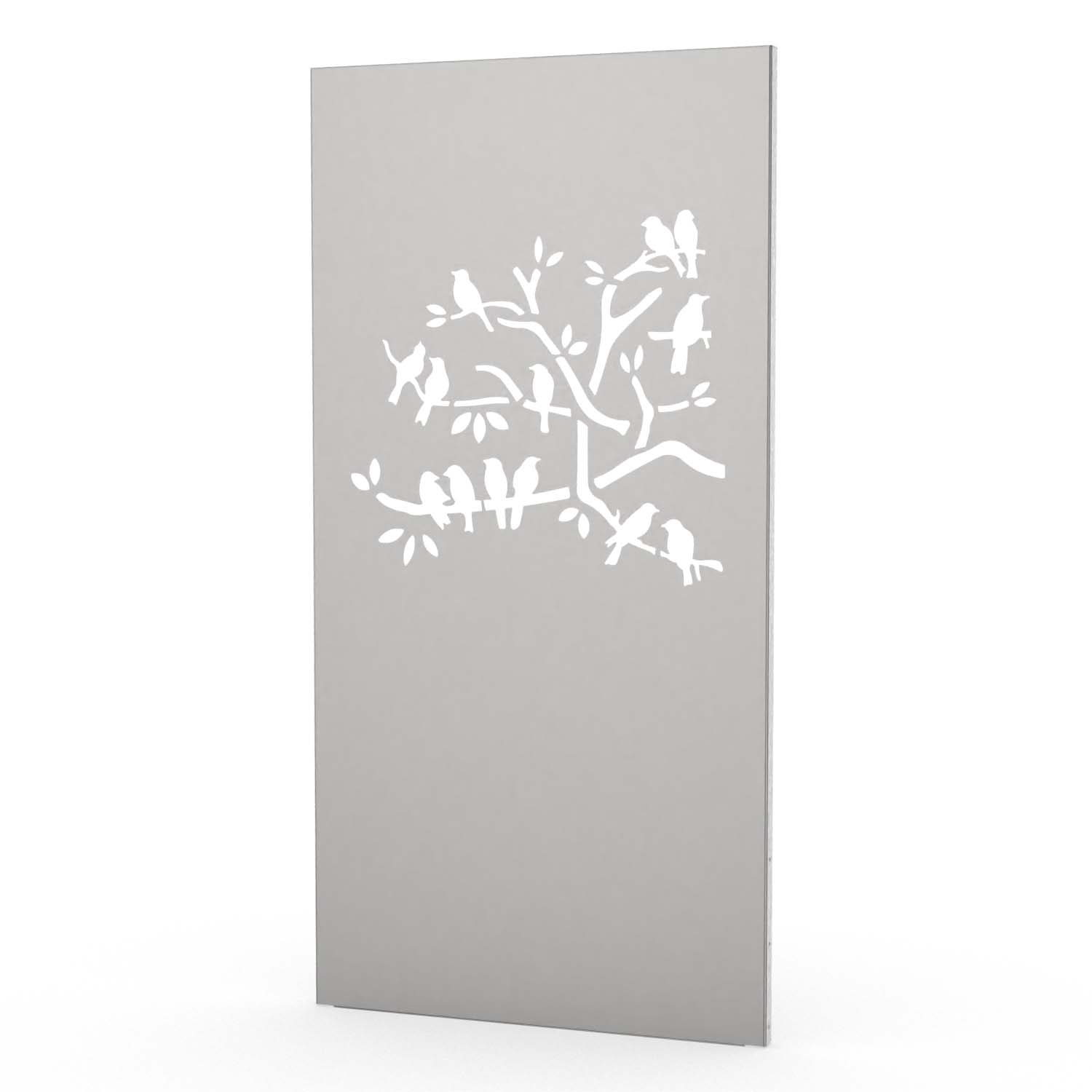 Sichtschutzwand aus Edelstahl, Motiv Baum I, 1050 x 2100 x 2 mm, 50 mm gekantet