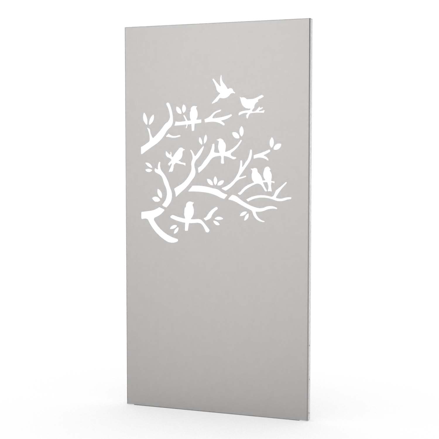 Sichtschutzwand aus Edelstahl, Motiv Baum III, 1050 x 2100 x 2 mm, 50 mm gekantet