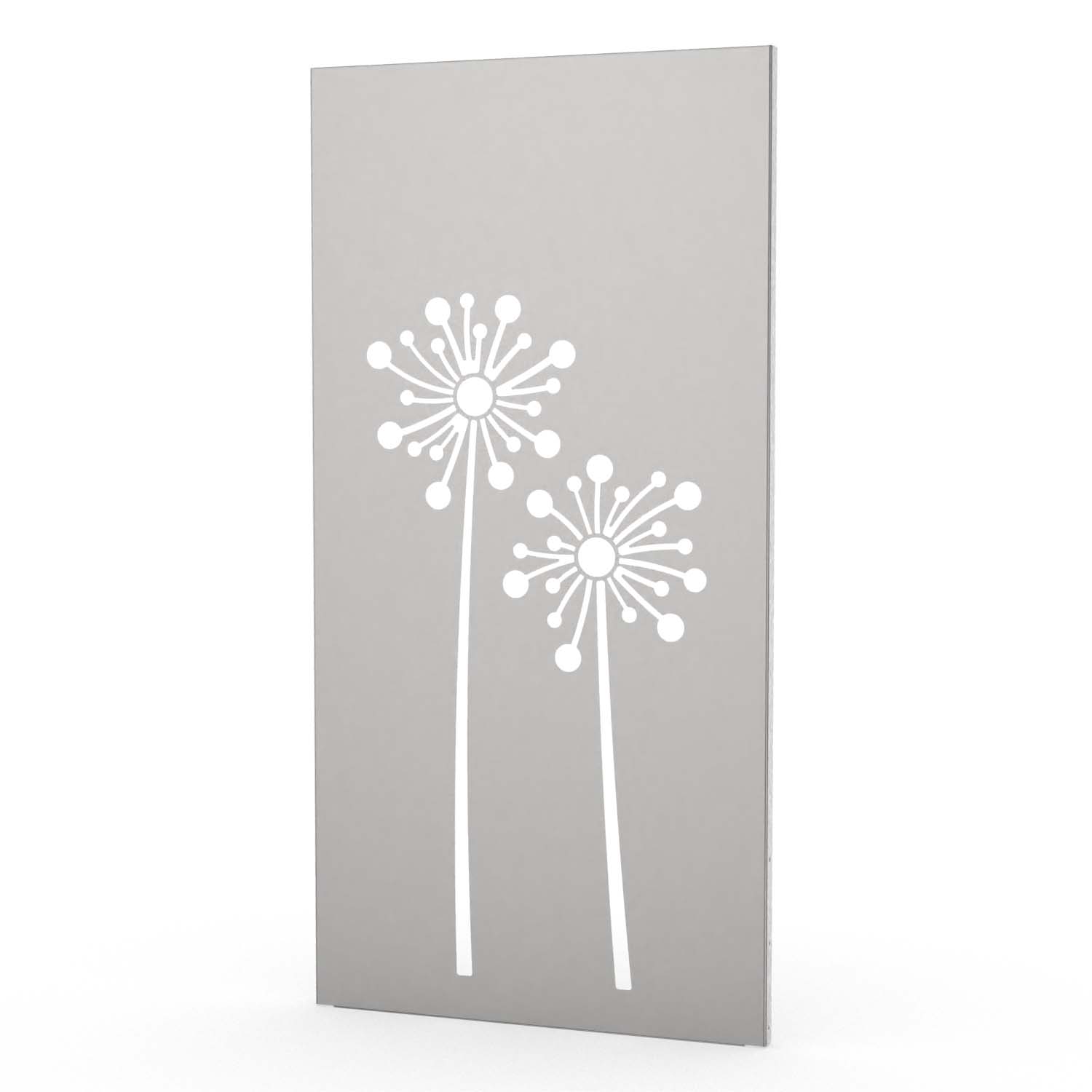 Sichtschutzwand aus Edelstahl, Motiv Allium VII, 1050 x 2100 x 2 mm, 50 mm gekantet