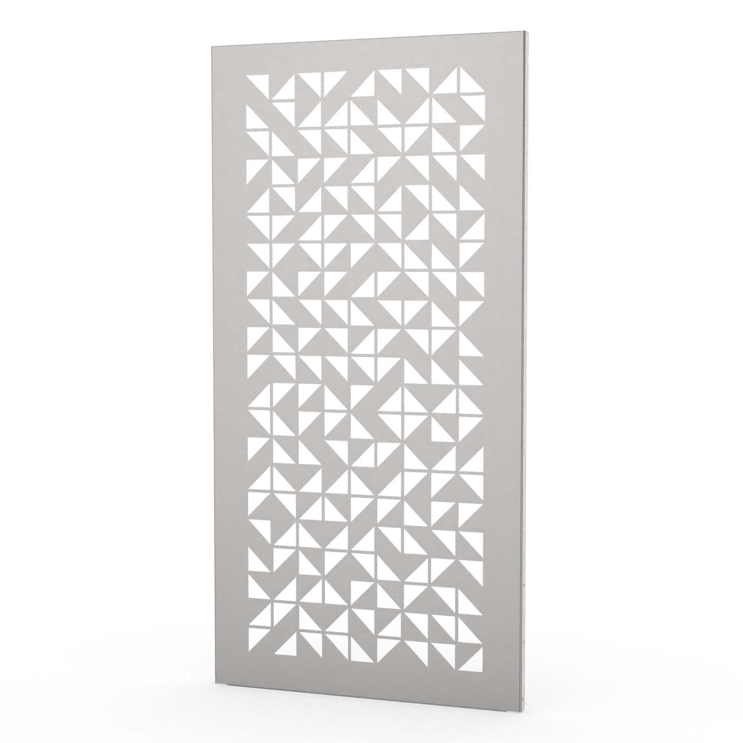 Sichtschutzwand aus Edelstahl, Motiv Dreiecke I, 1050 x 2100 x 2 mm, 50 mm gekantet