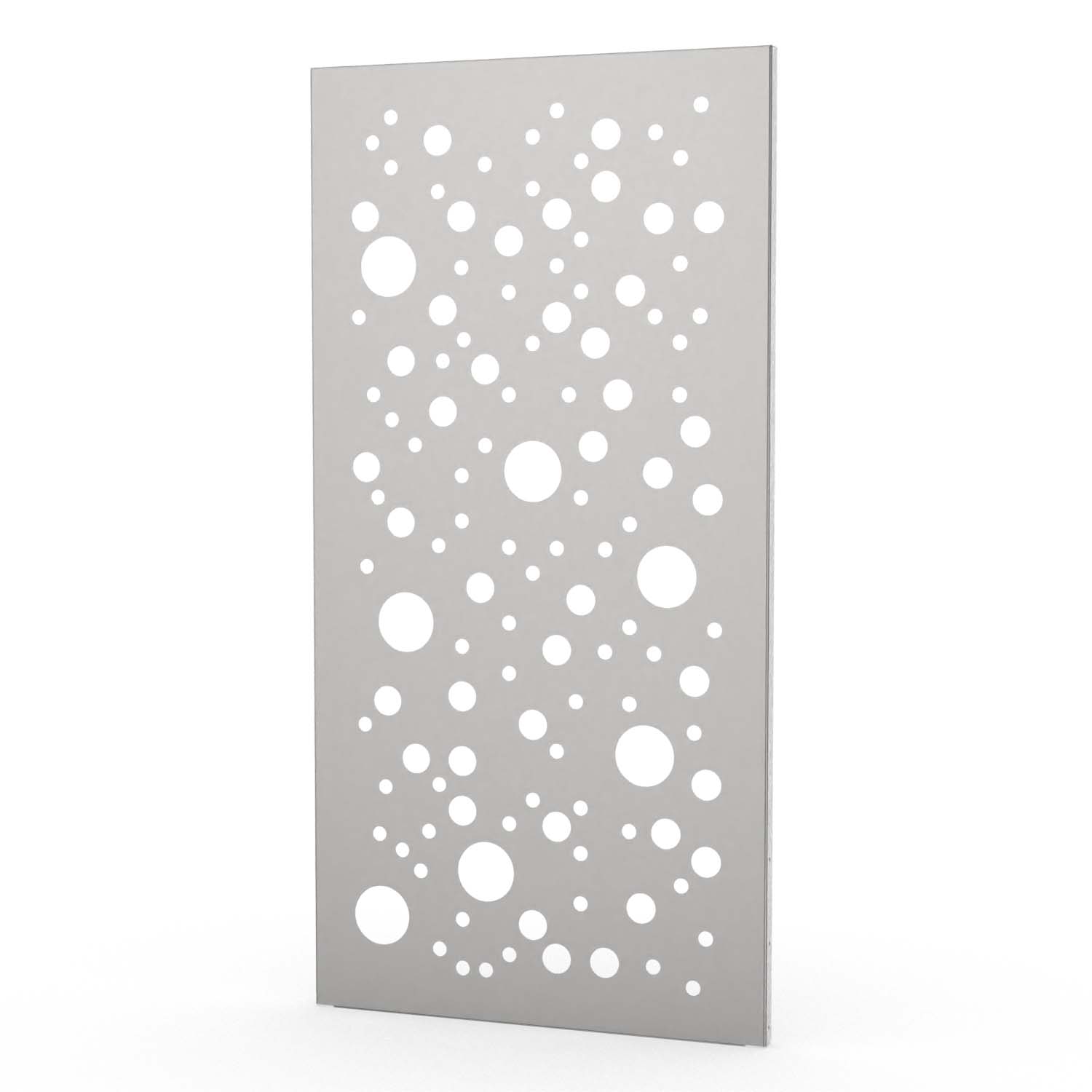 Sichtschutzwand aus Edelstahl, Motiv Kreise II, 1050 x 2100 x 2 mm, 50 mm gekantet