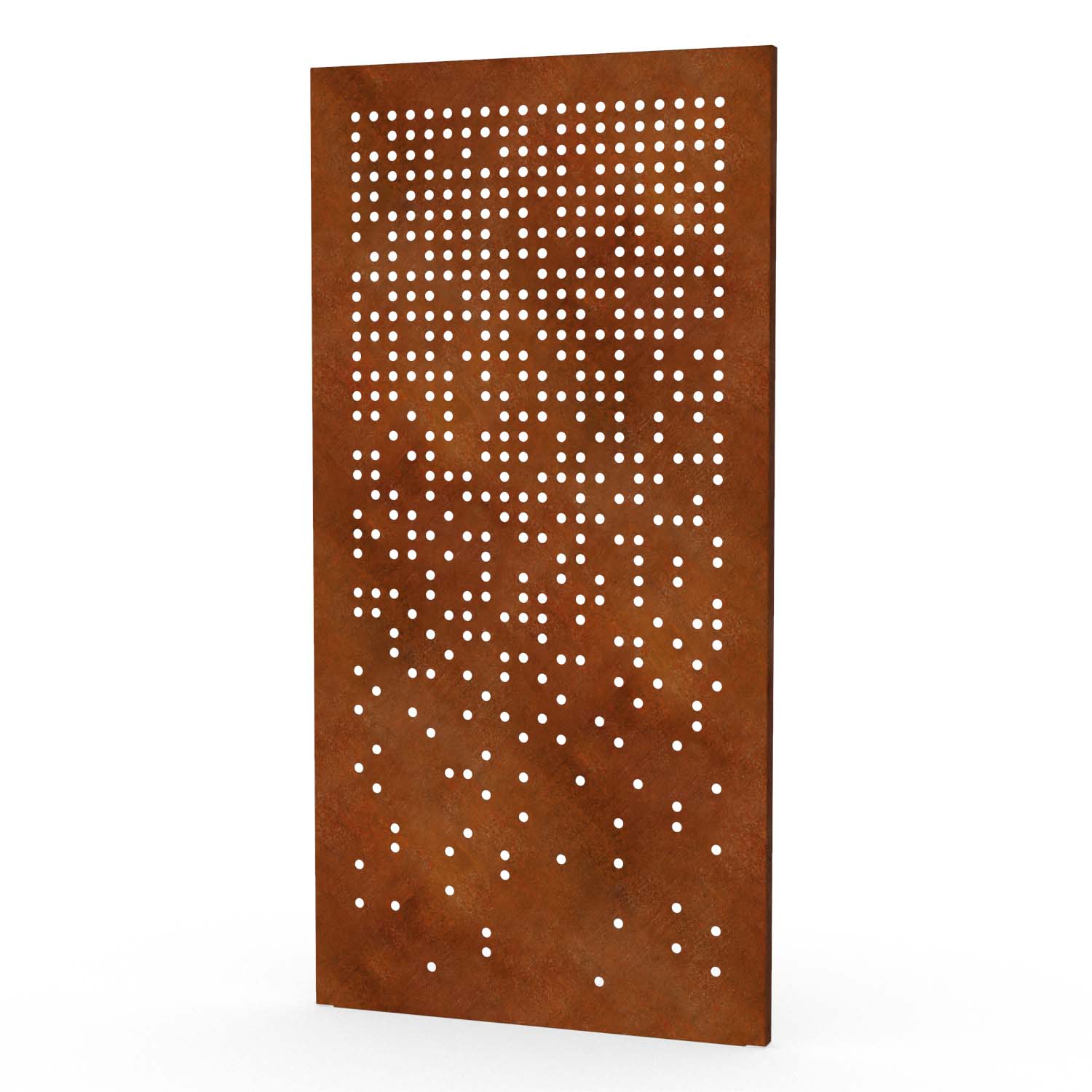 Sichtschutzwand aus Cortenstahl, Motiv Kreise 2X, 1050 x 2100 x 2 mm, 50 mm gekantet