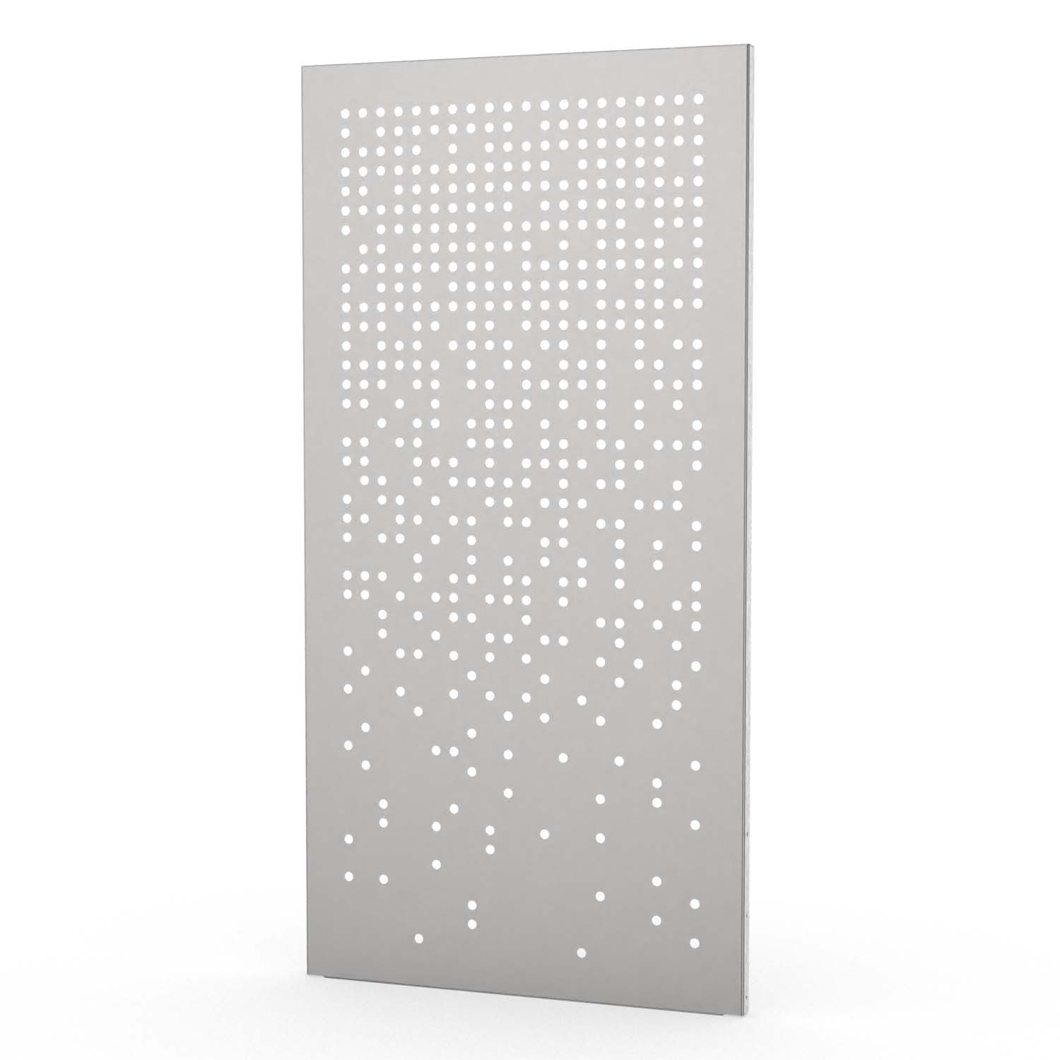 Sichtschutzwand aus Edelstahl, Motiv Kreise 2X, 1050 x 2100 x 2 mm, 50 mm gekantet
