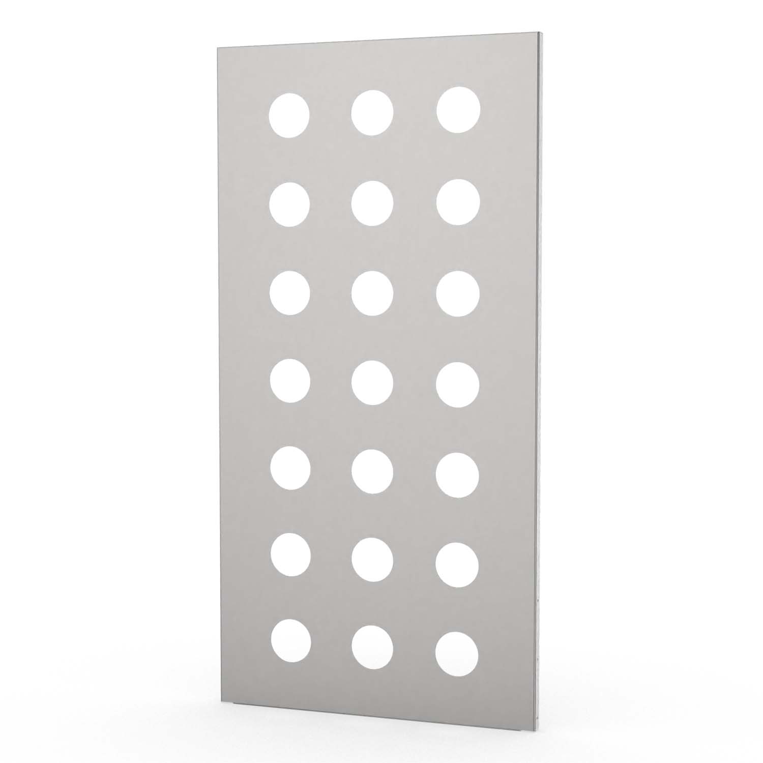 Sichtschutzwand aus Edelstahl, Motiv Kreise 3X, 1050 x 2100 x 2 mm, 50 mm gekantet