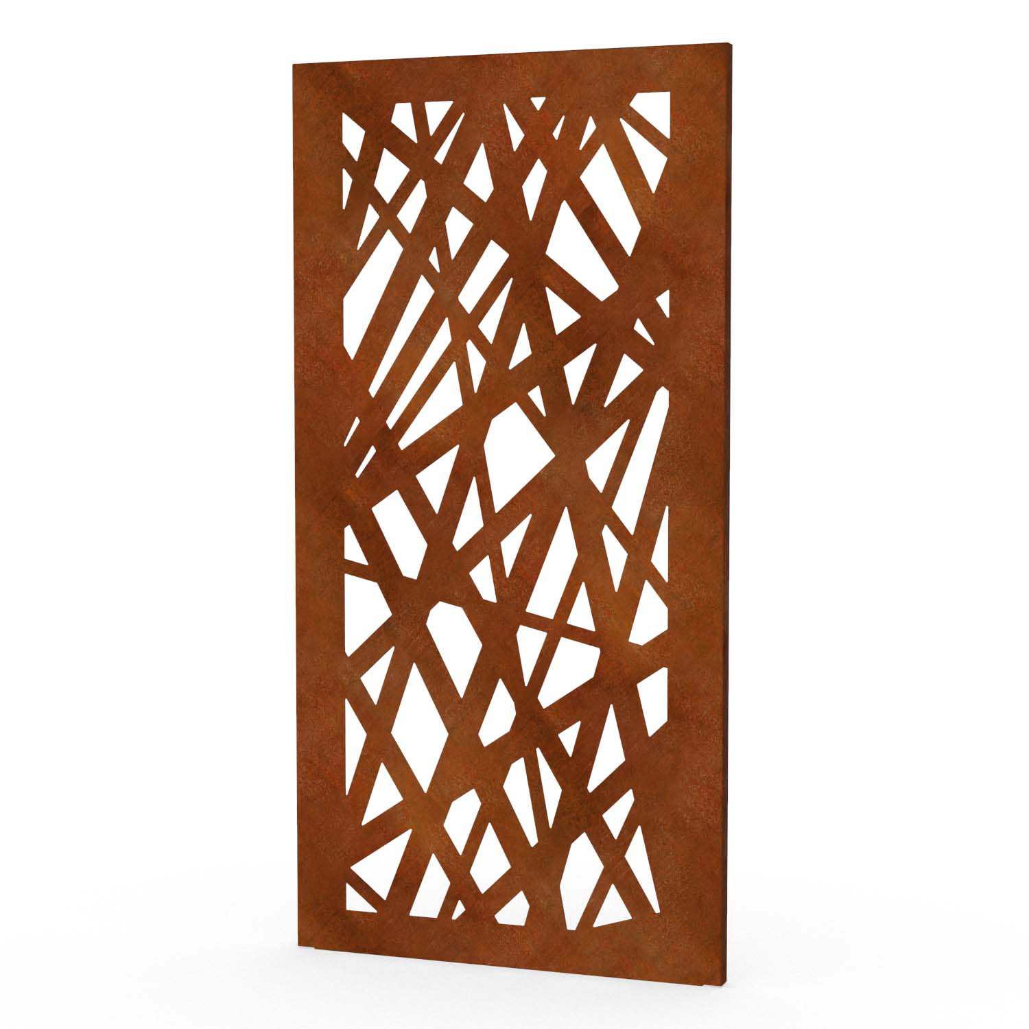 Sichtschutzwand aus Cortenstahl, Motiv Linien 5XII, 1050 x 2100 x 2 mm, 50 mm gekantet