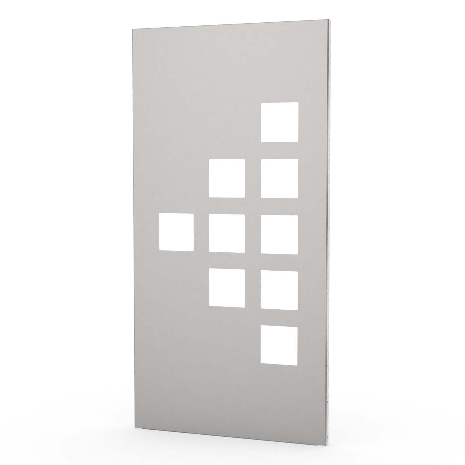 Sichtschutzwand aus Edelstahl, Motiv Quadrate II/R, 1050 x 2100 x 2 mm, 50 mm gekantet