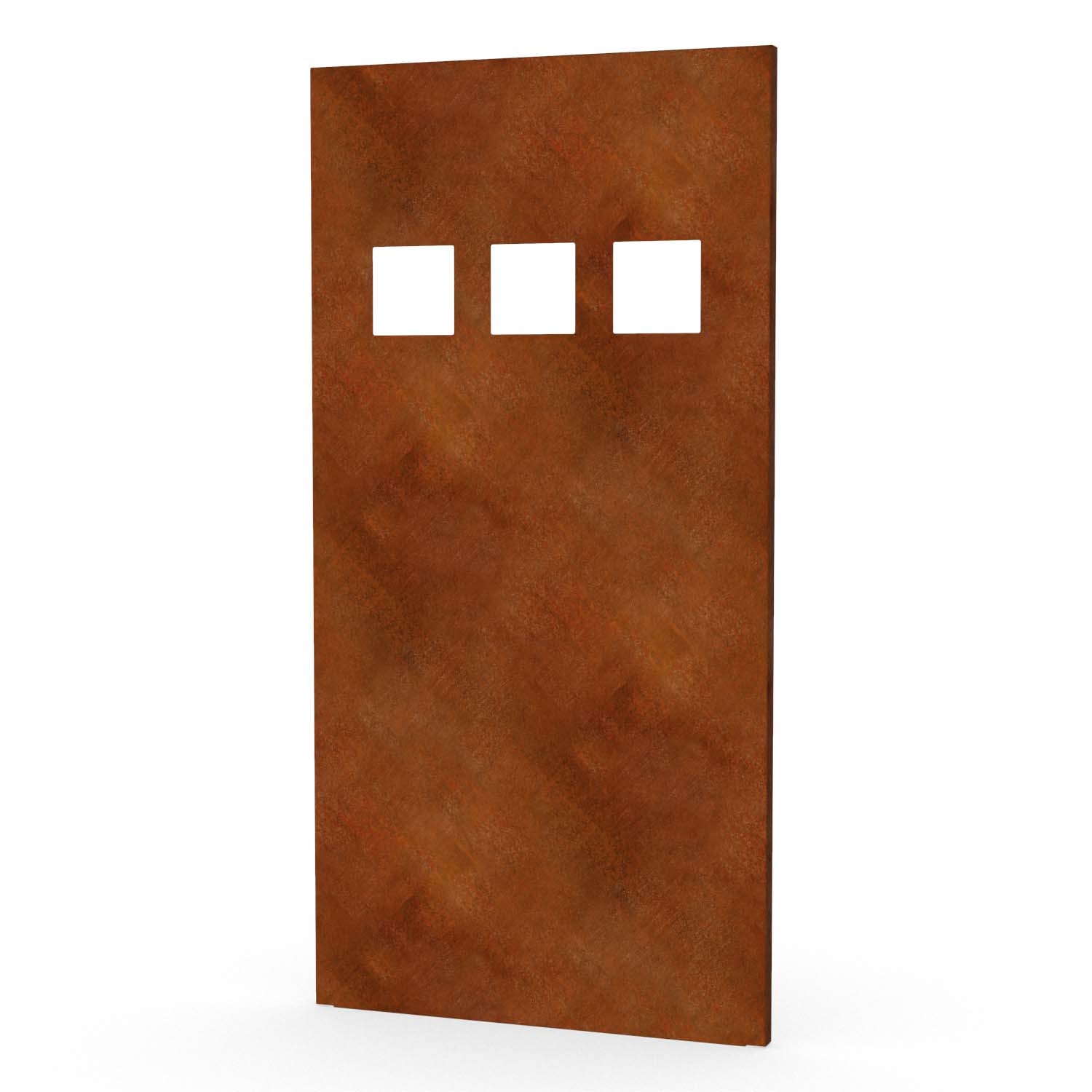Sichtschutzwand aus Cortenstahl, Motiv Quadrate III/O, 1050 x 2100 x 2 mm, 50 mm gekantet