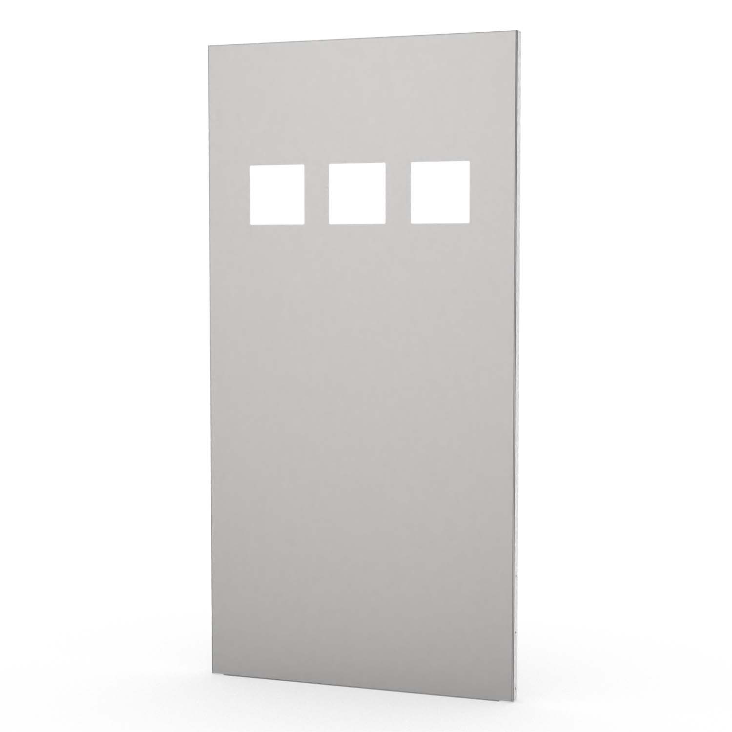 Sichtschutzwand aus Edelstahl, Motiv Quadrate III/O, 1050 x 2100 x 2 mm, 50 mm gekantet