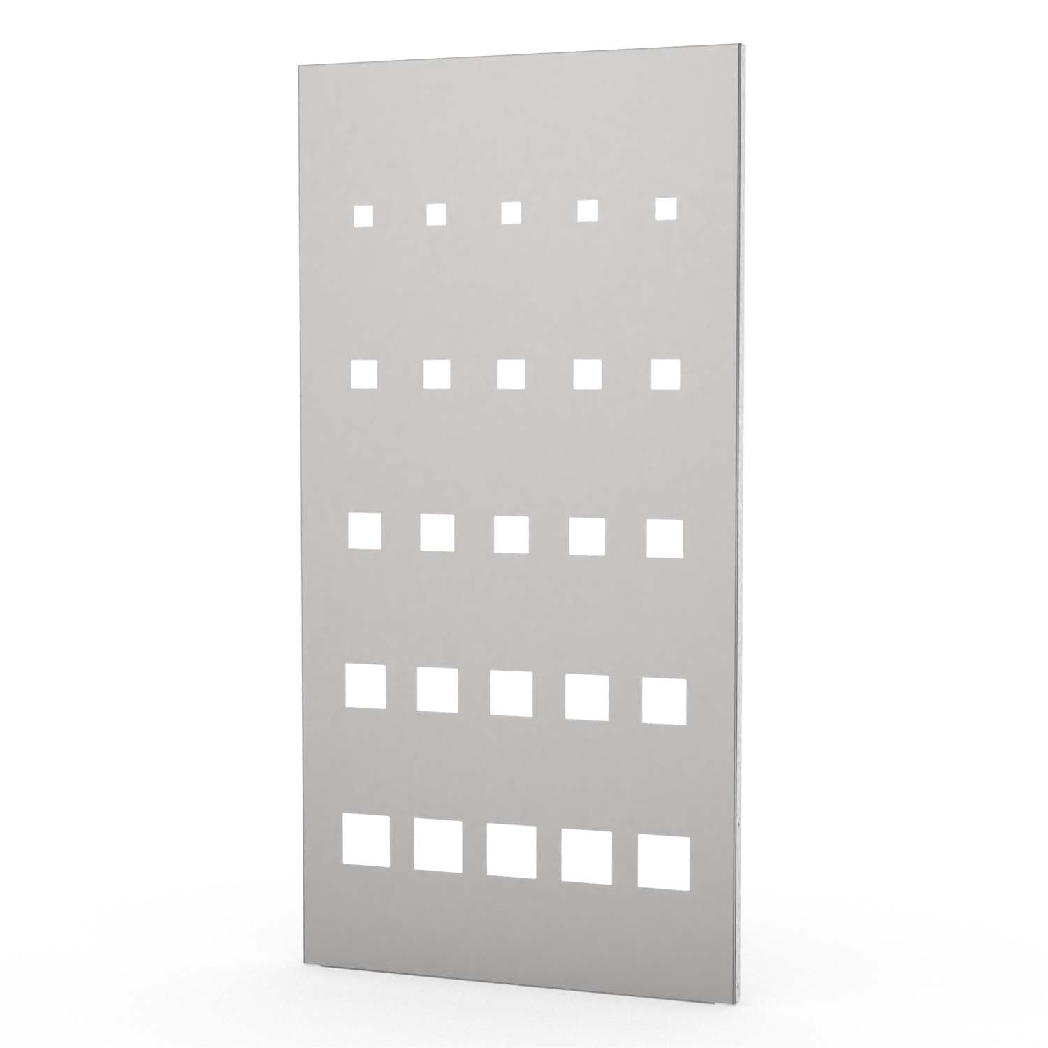 Sichtschutzwand aus Edelstahl, Motiv Quadrate X, 1050 x 2100 x 2 mm, 50 mm gekantet