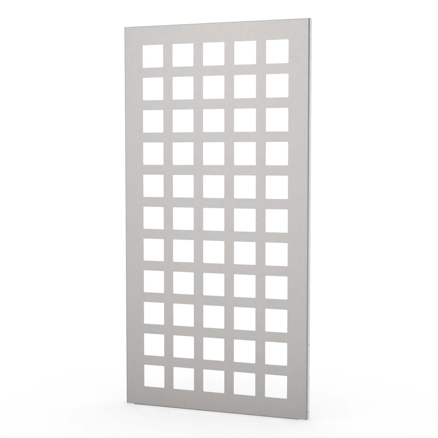 Sichtschutzwand aus Edelstahl, Motiv Quadrate 3X, 1050 x 2100 x 2 mm, 50 mm gekantet