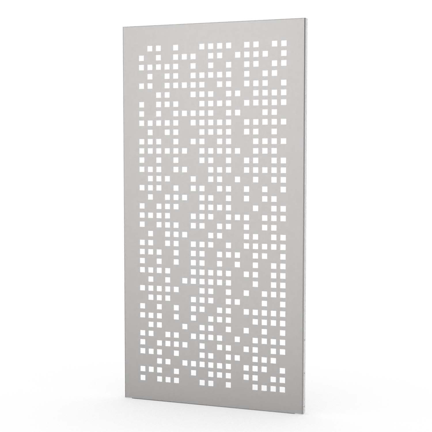 Sichtschutzwand aus Edelstahl, Motiv Quadrate 5X, 1050 x 2100 x 2 mm, 50 mm gekantet