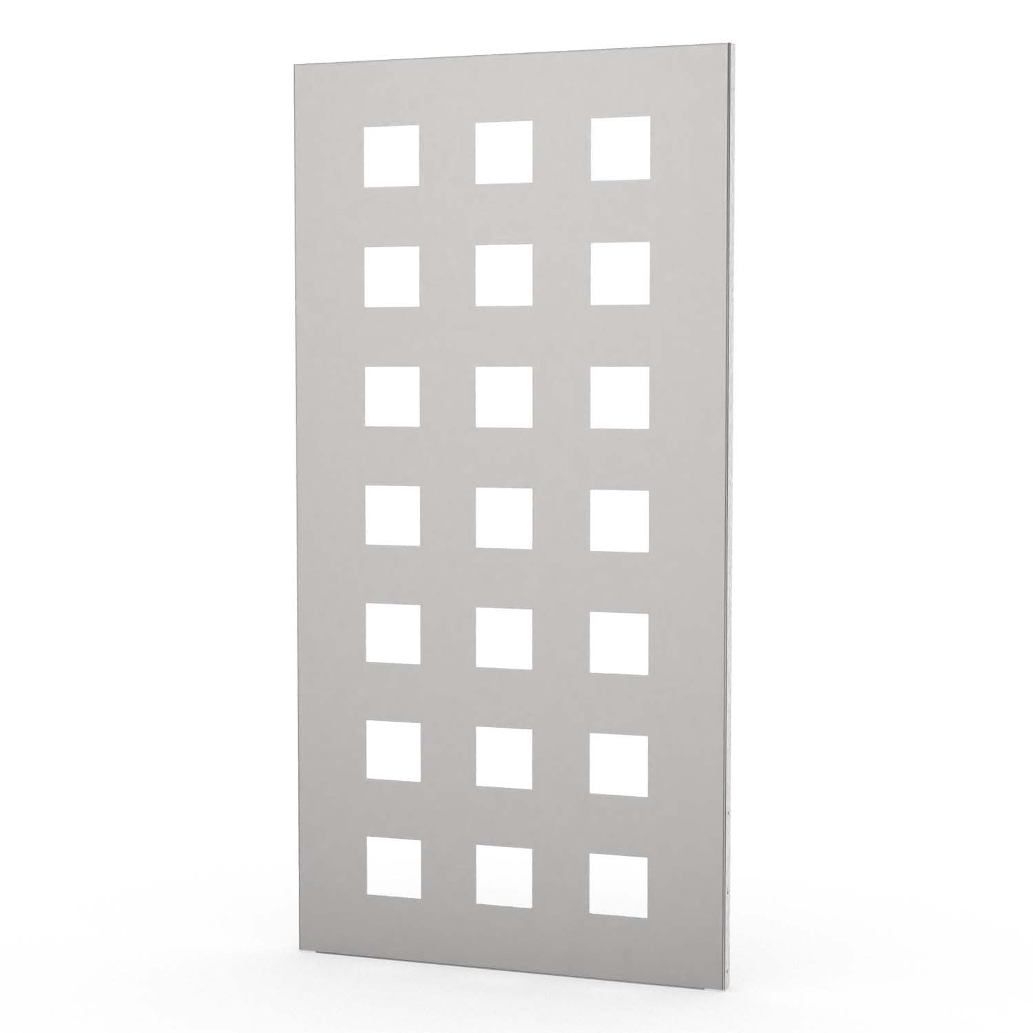 Sichtschutzwand aus Edelstahl, Motiv Quadrate 6X, 1050 x 2100 x 2 mm, 50 mm gekantet