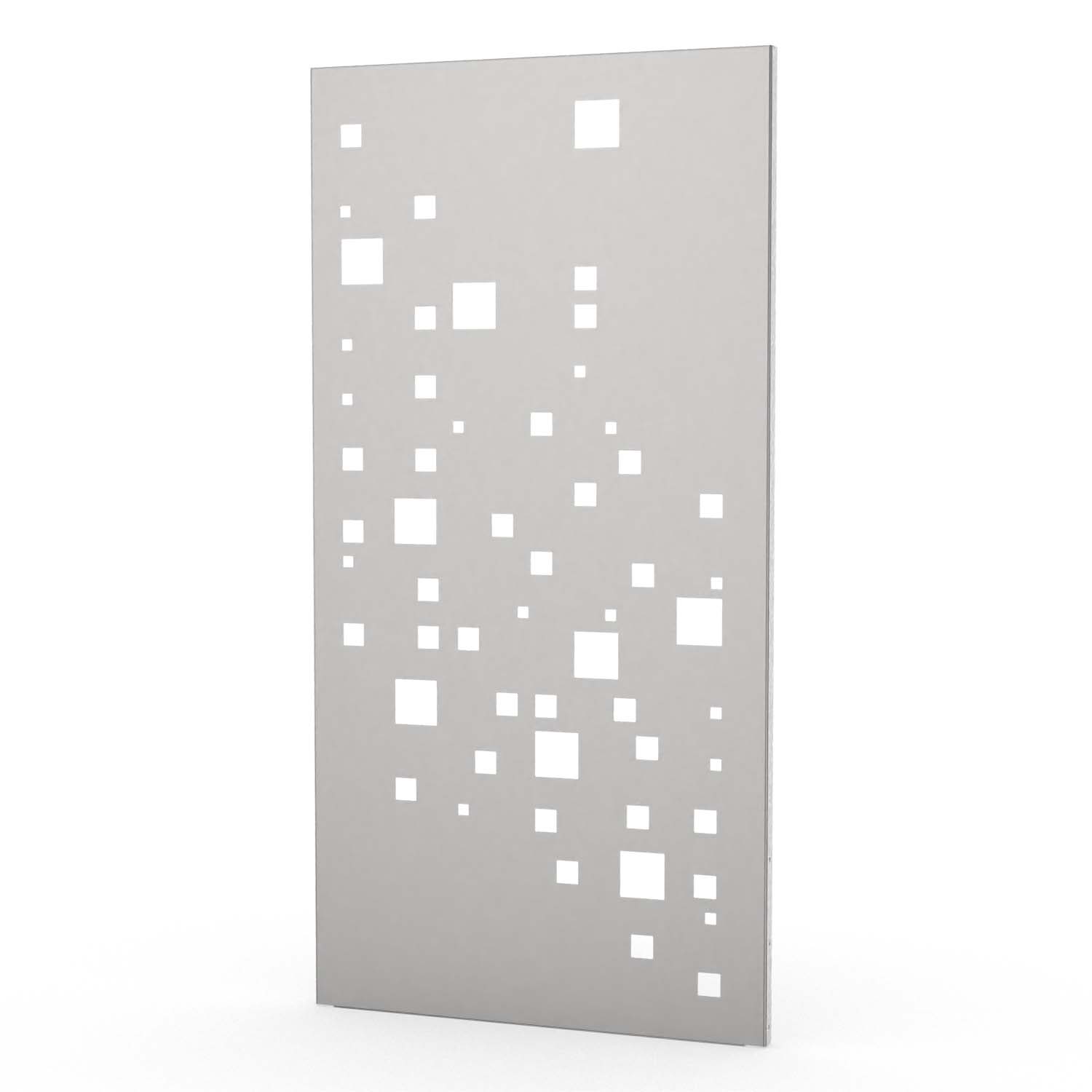 Sichtschutzwand aus Edelstahl, Motiv Quadrate 7X, 1050 x 2100 x 2 mm, 50 mm gekantet