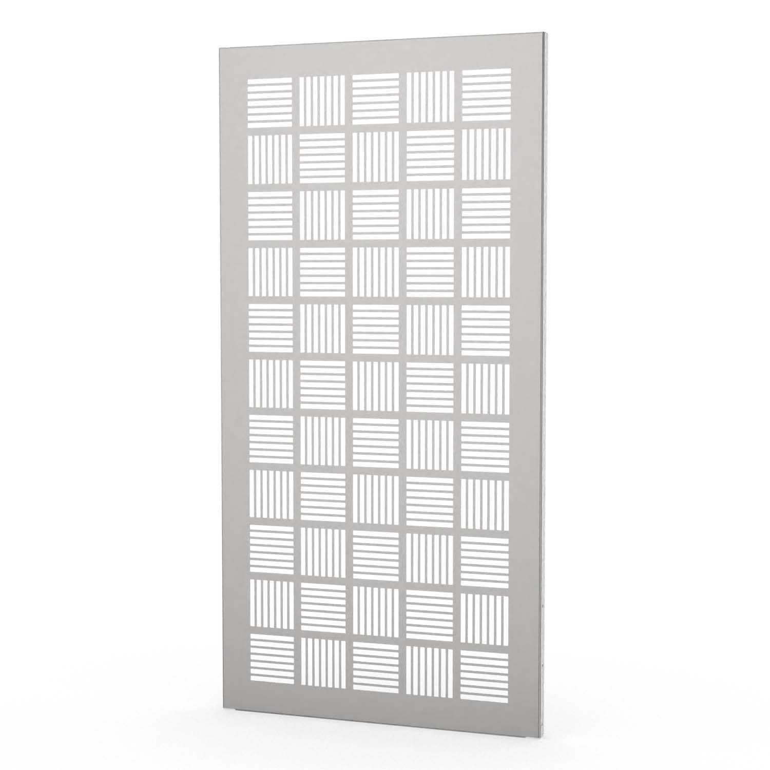 Sichtschutzwand aus Edelstahl, Motiv Rechtecke X, 1050 x 2100 x 2 mm, 50 mm gekantet