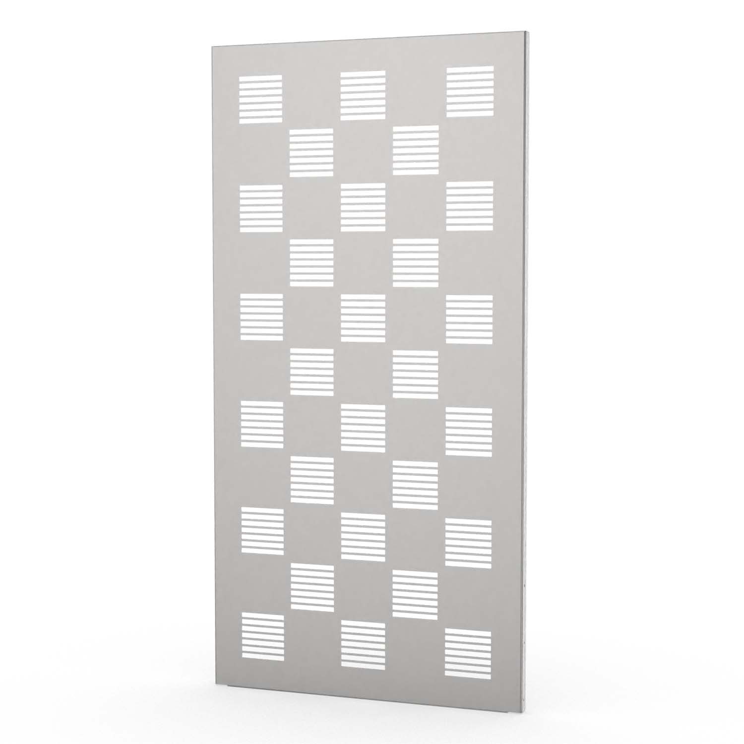Sichtschutzwand aus Edelstahl, Motiv Rechtecke XI, 1050 x 2100 x 2 mm, 50 mm gekantet