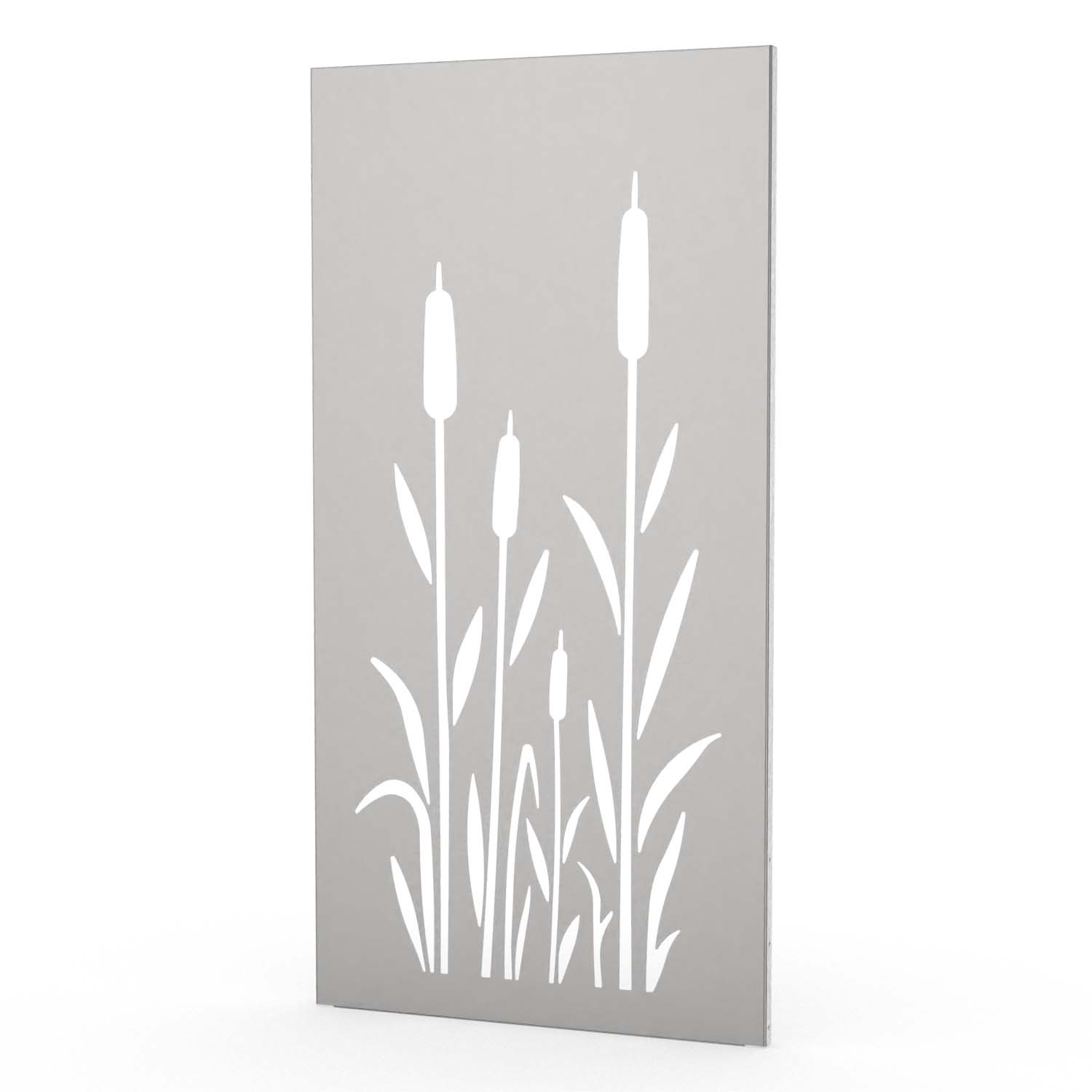 Sichtschutzwand aus Edelstahl, Motiv Schilf I, 1050 x 2100 x 2 mm, 50 mm gekantet
