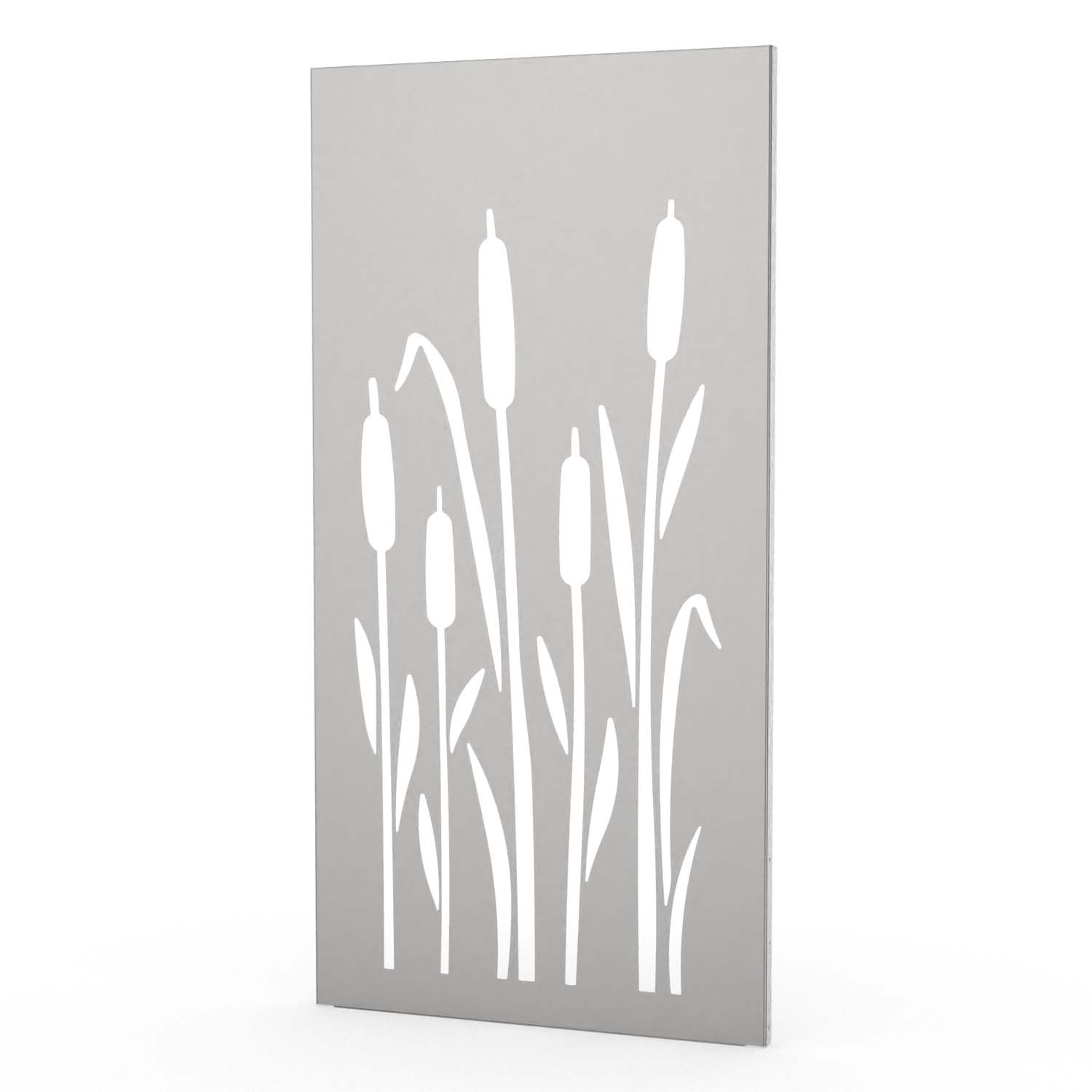 Sichtschutzwand aus Edelstahl, Motiv Schilf II, 1050 x 2100 x 2 mm, 50 mm gekantet