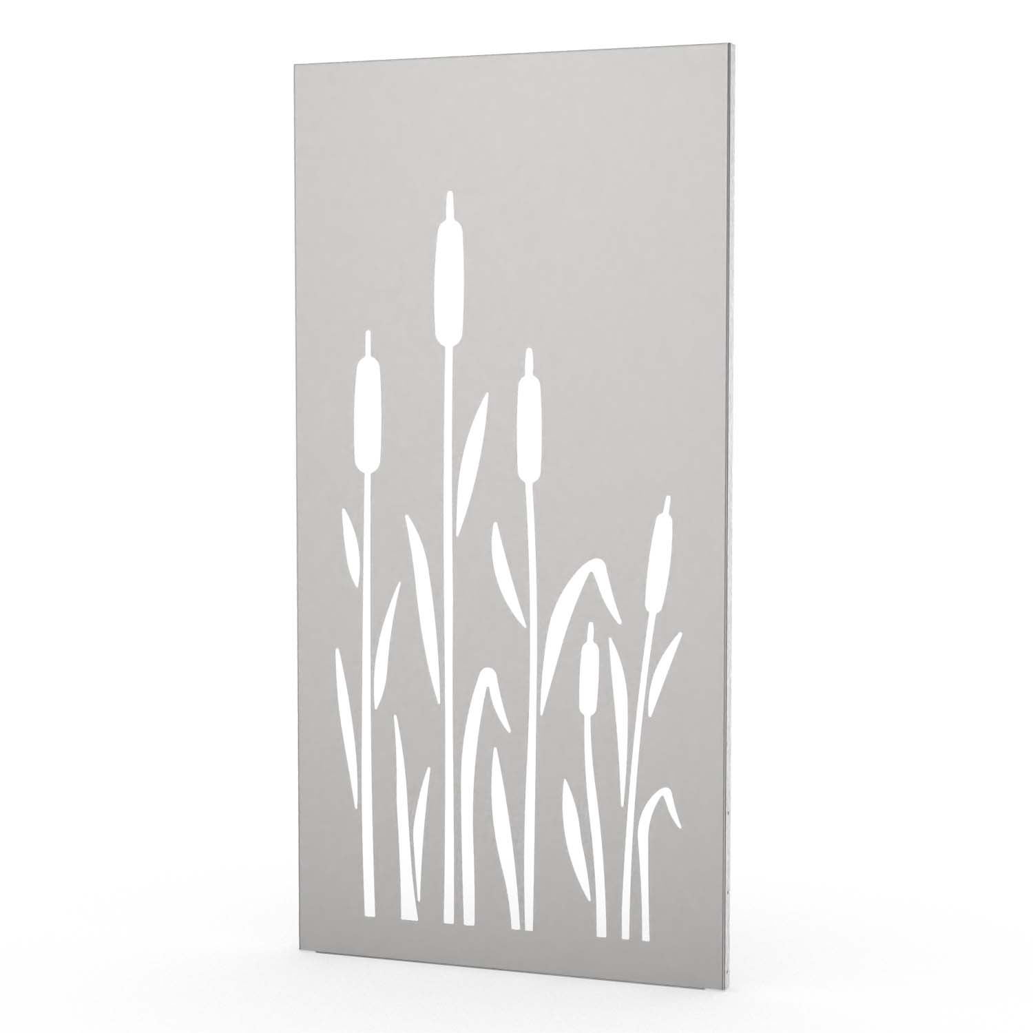 Sichtschutzwand aus Edelstahl, Motiv Schilf III, 1050 x 2100 x 2 mm, 50 mm gekantet