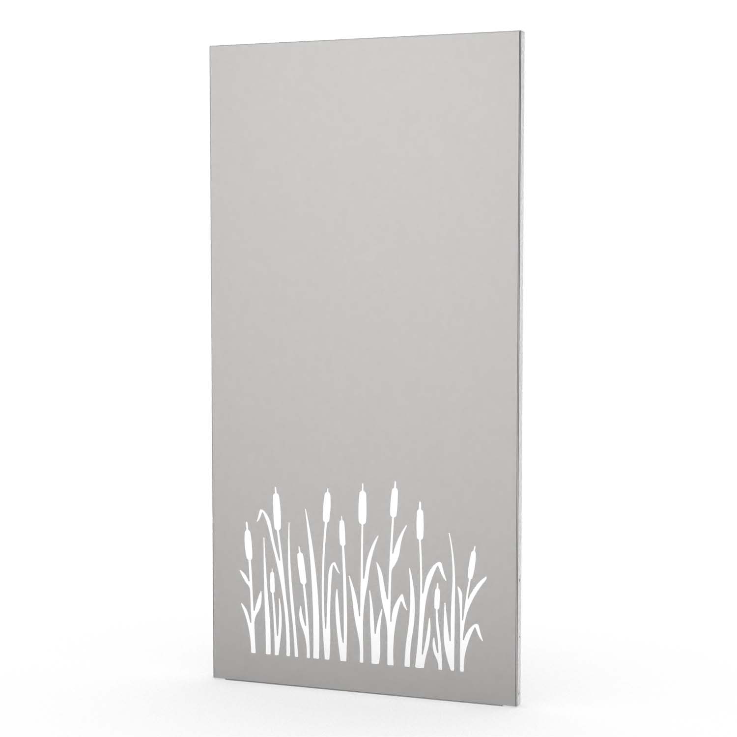 Sichtschutzwand aus Edelstahl, Motiv Schilf IV, 1050 x 2100 x 2 mm, 50 mm gekantet